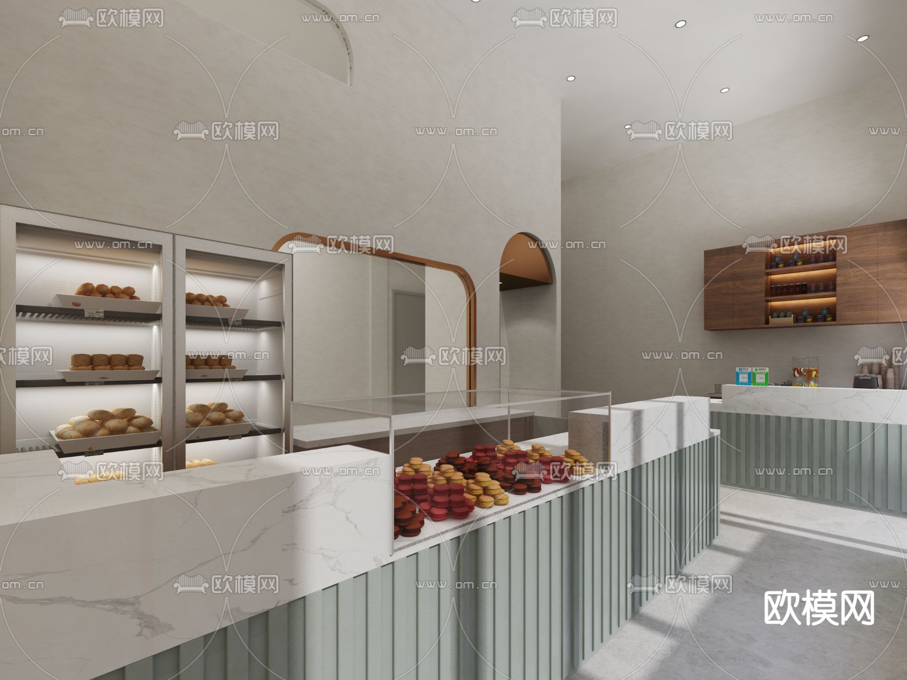 现代面包店 蛋糕店 甜品店3d模型下载（渲染图3）