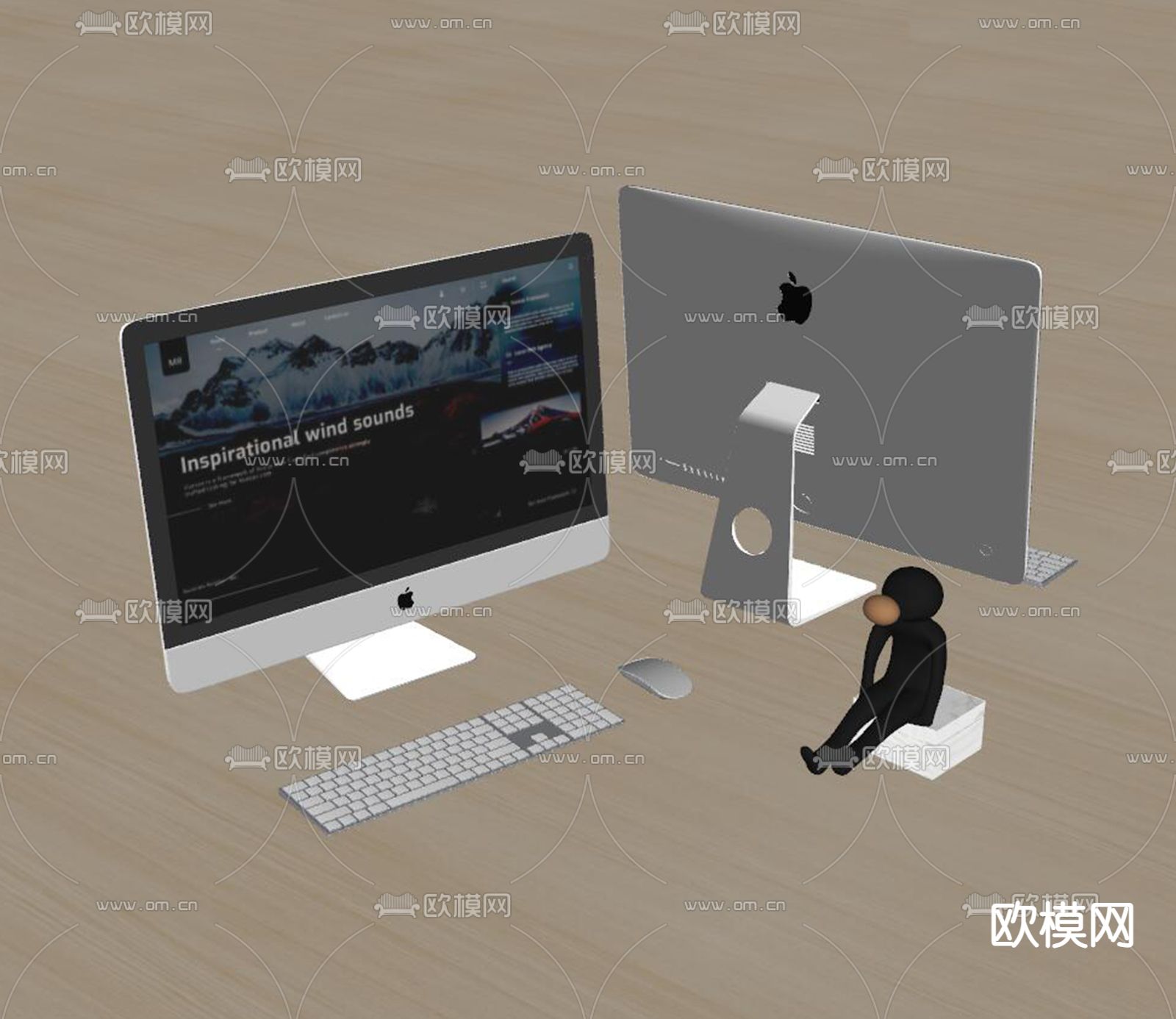 现代台式电脑su模型下载（渲染图1）