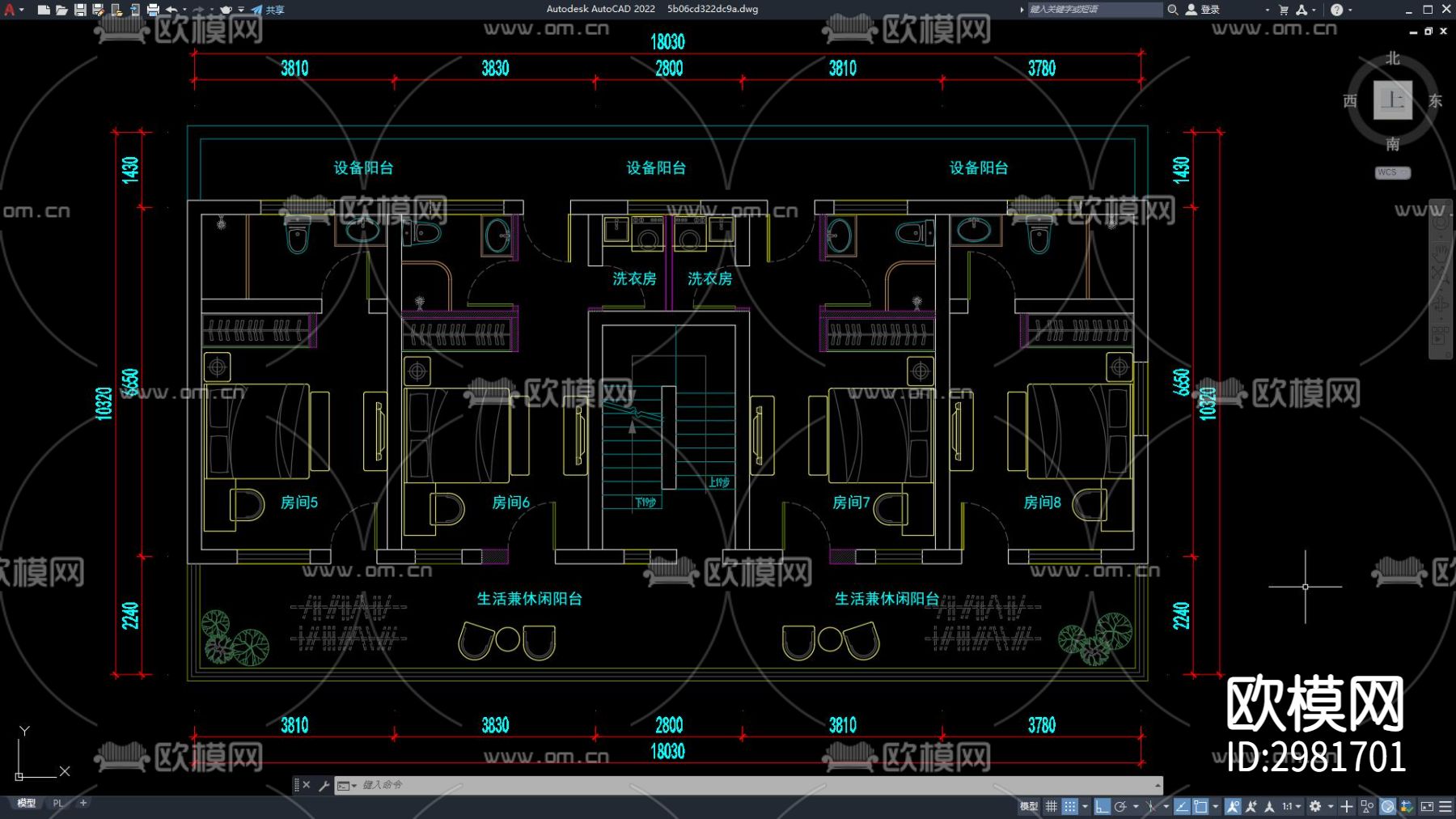 酒店客房 客房 标间 大床房cad平面图下载