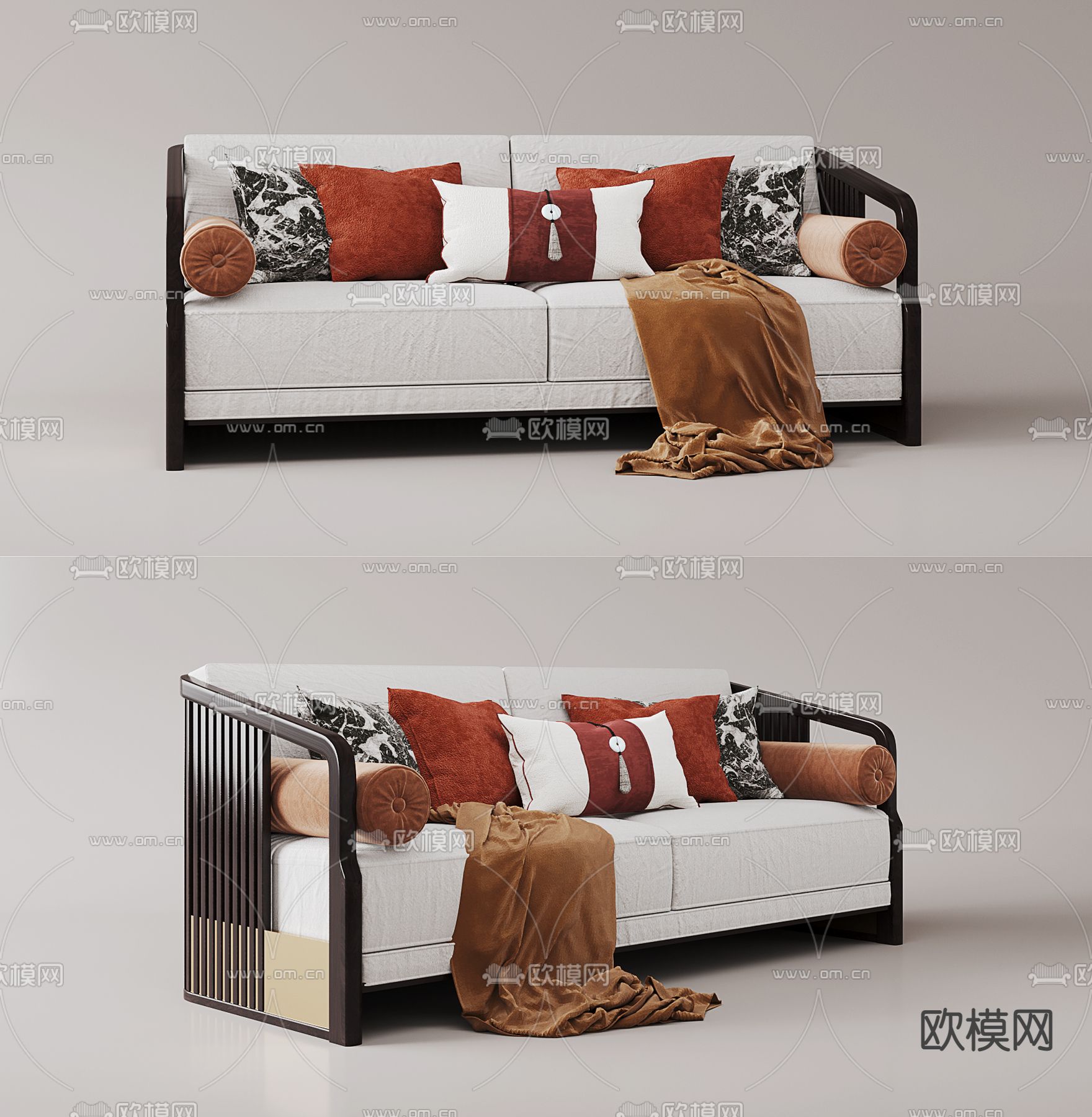 新中式沙发 双人沙发3d模型下载