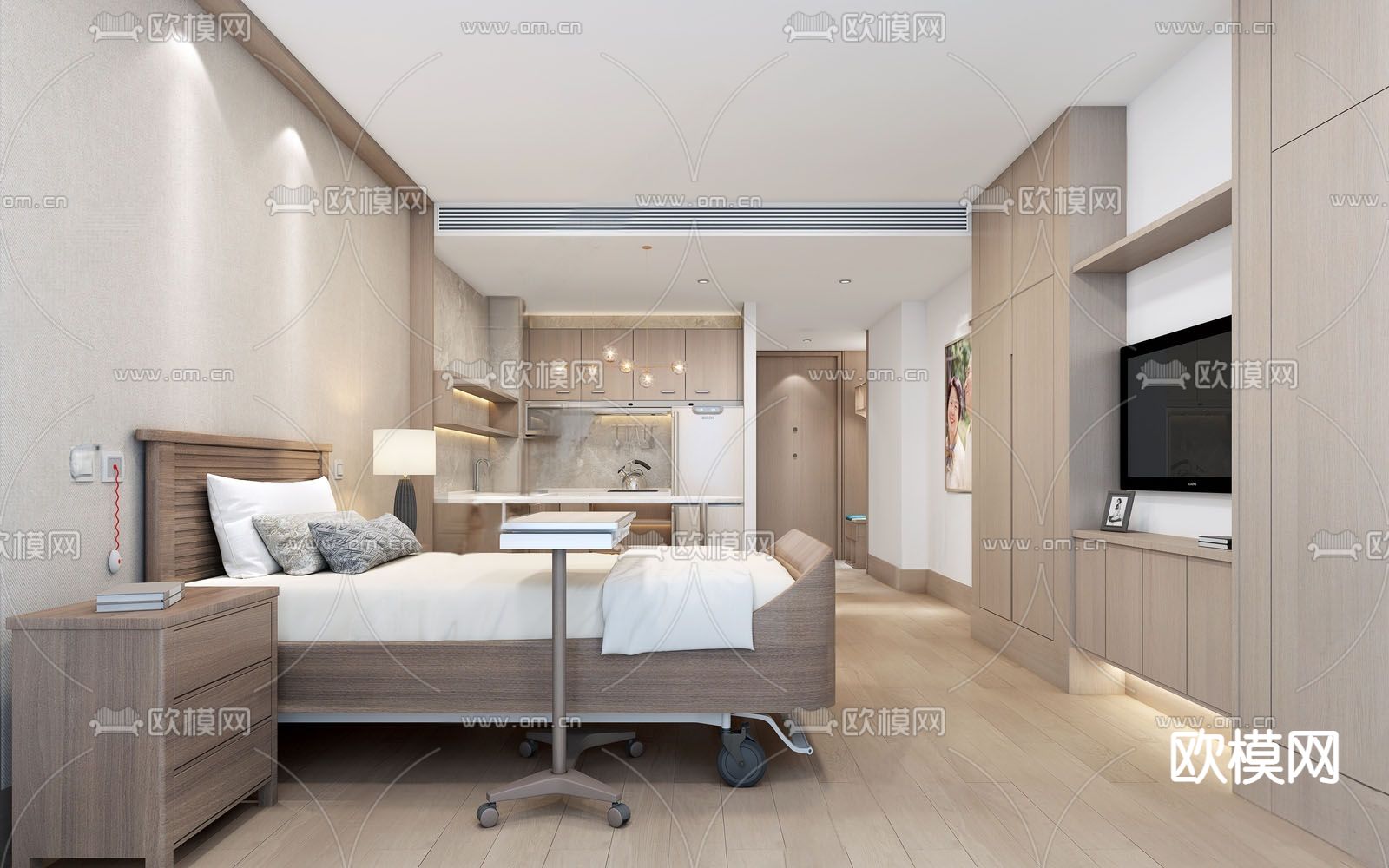 现代养老院 护理房 病房su模型下载（渲染图1）