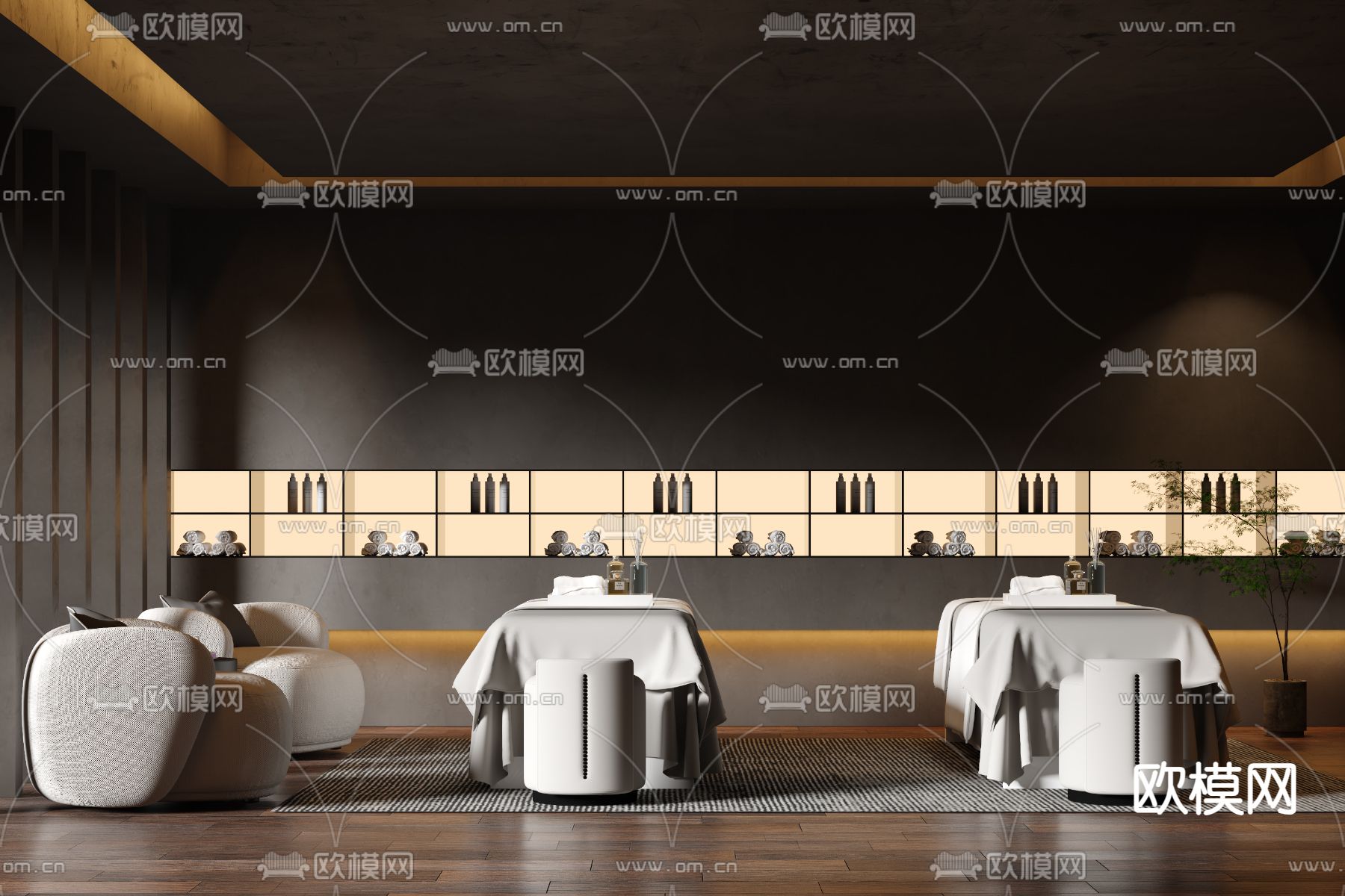美容院 SPA护理房su模型下载（渲染图1）