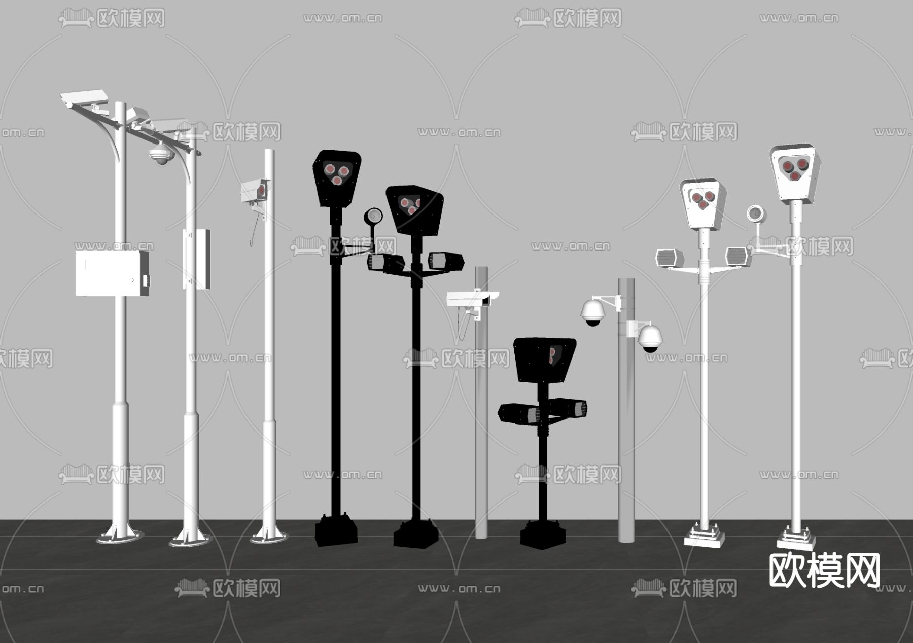 摄像头 高速测速 违章拍照 道路监控su模型下载（渲染图2）