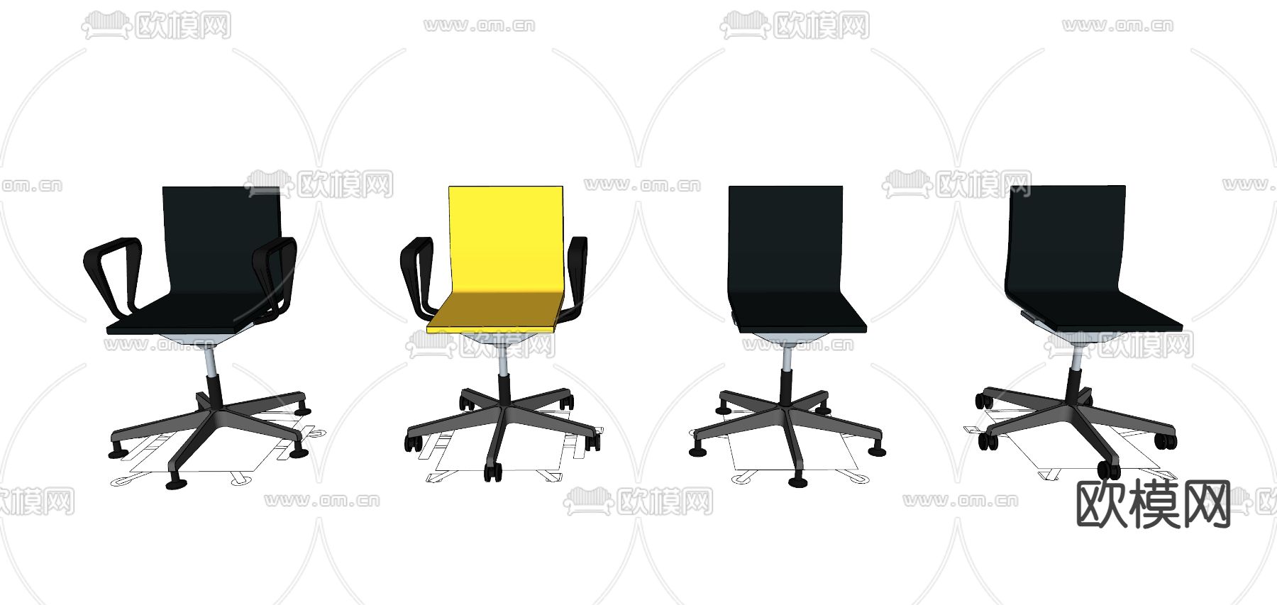 现代办公椅su模型下载（渲染图1）