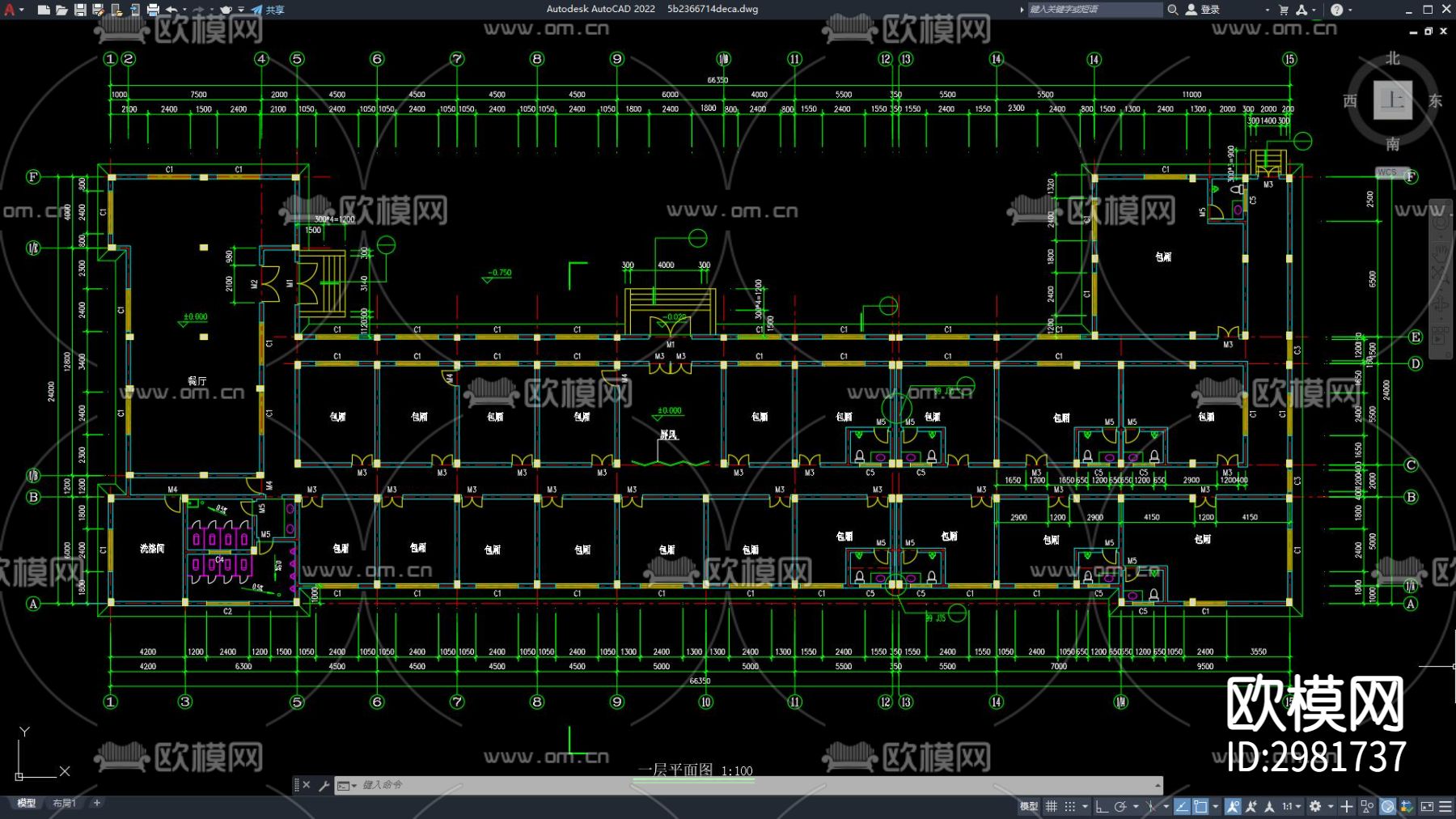 火锅店 中餐店 中式建筑 餐厅 中餐厅 饭店 餐饮空间cad施工图下载（渲染图3）