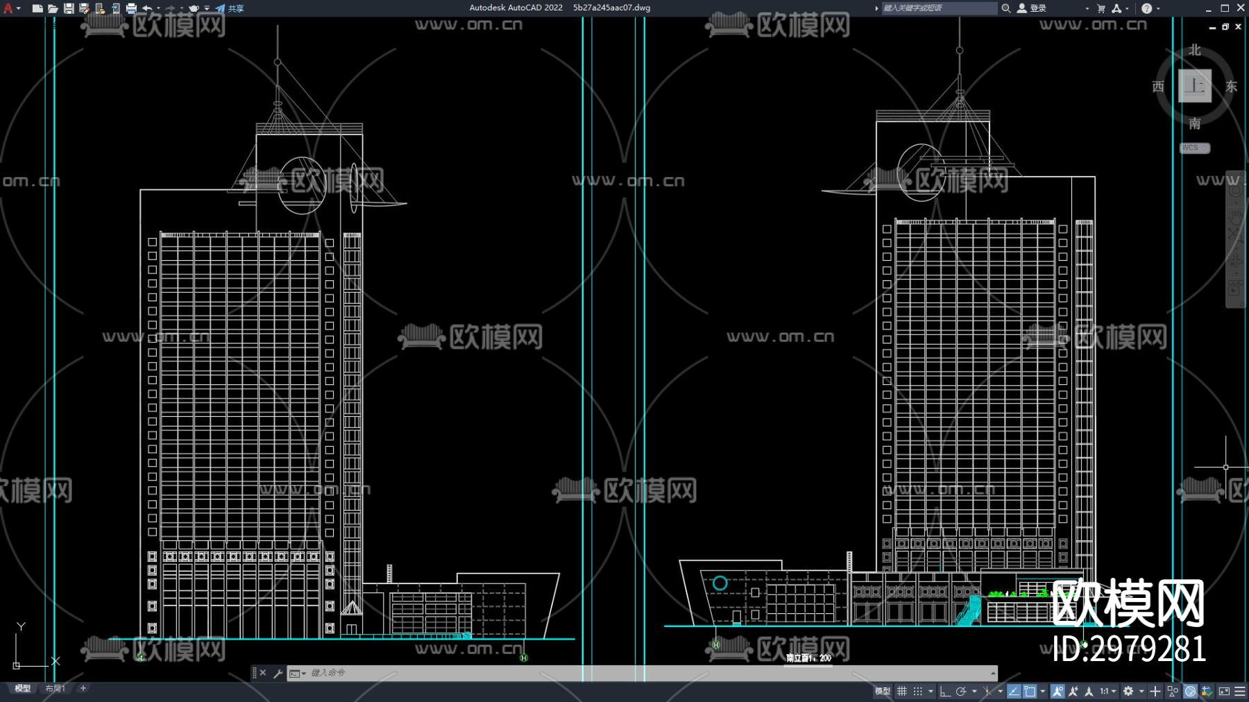 酒店建筑 高层宾馆 写字楼 商业大厦 商业建筑cad施工图下载（渲染图1）