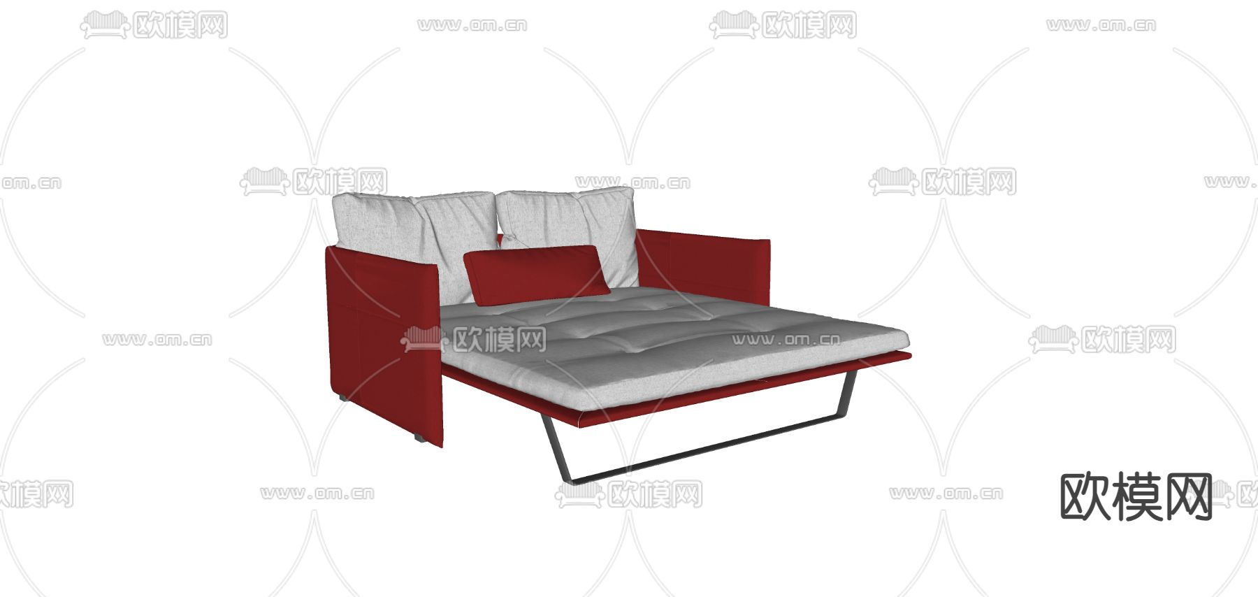 沙发床 双人床su模型下载（渲染图3）