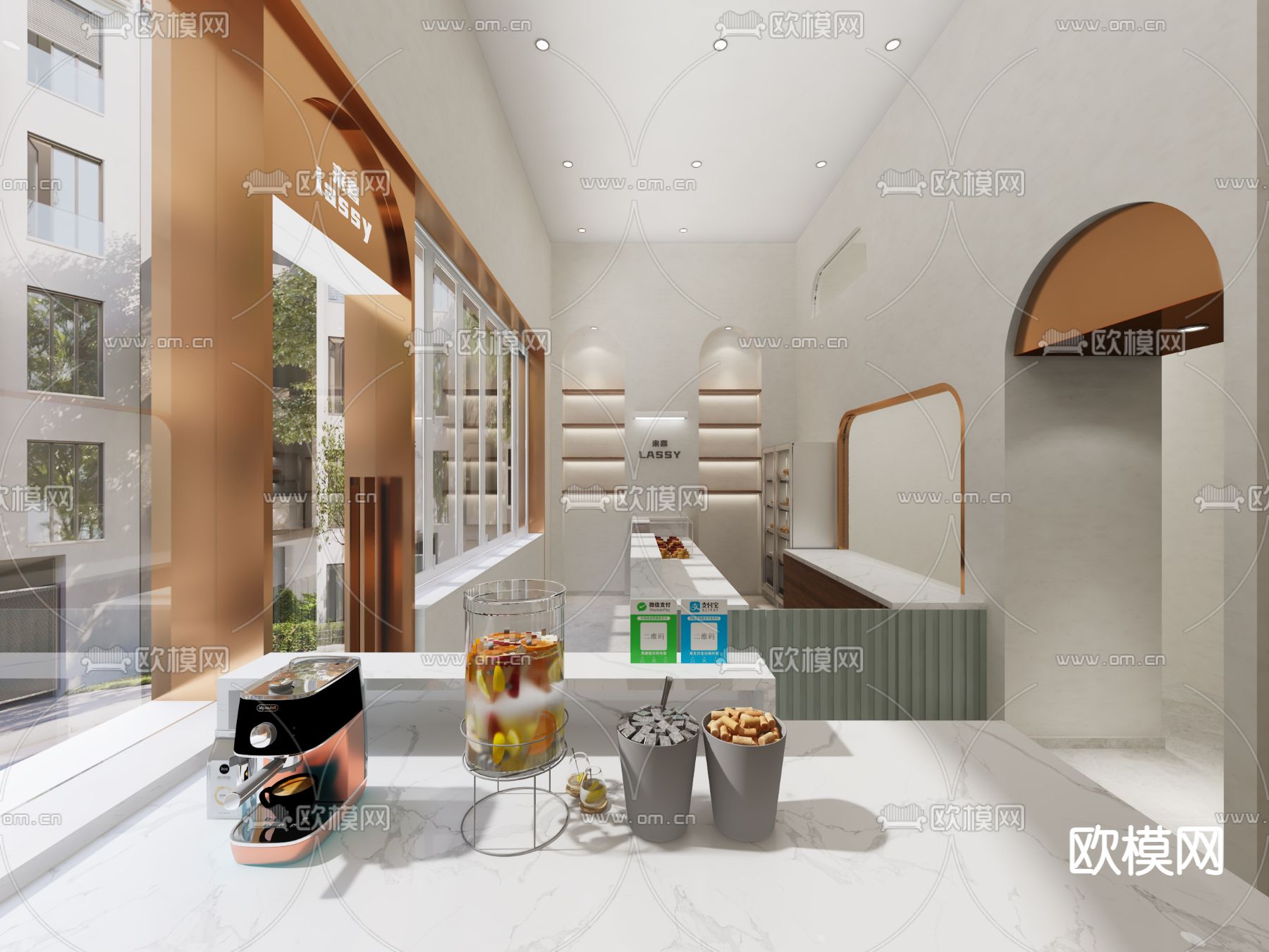 现代面包店 蛋糕店 甜品店3d模型下载（渲染图2）
