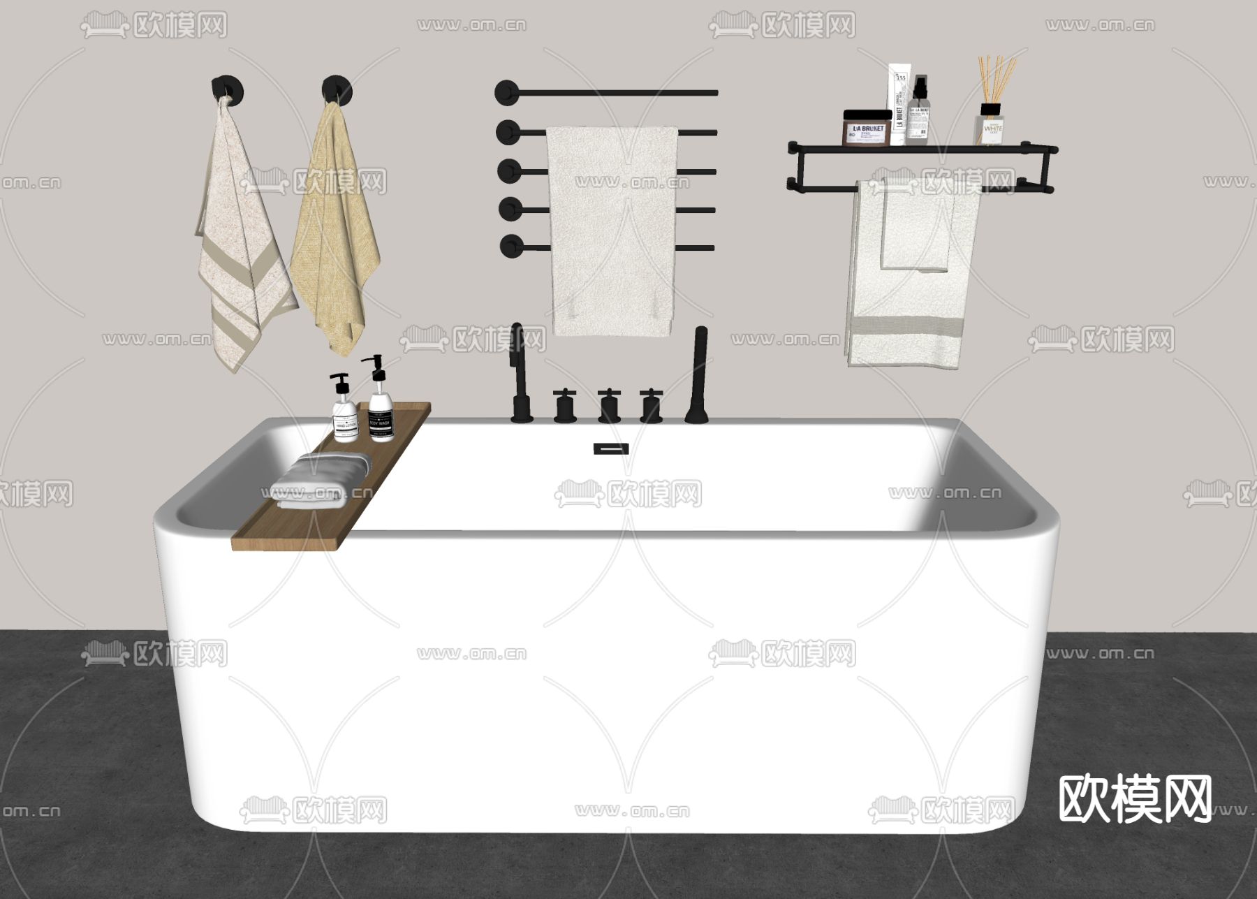 现代浴缸 独立浴缸su模型下载（渲染图2）