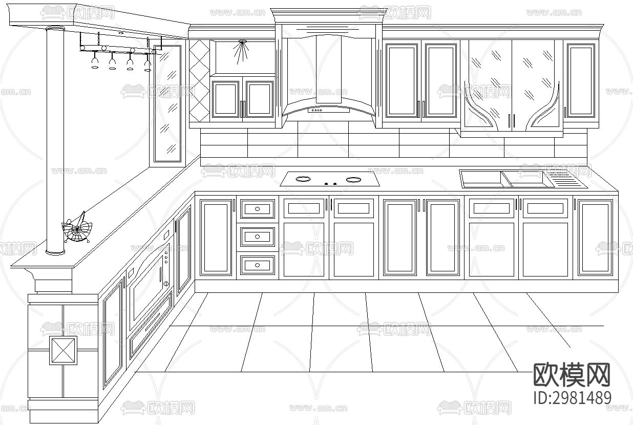 橱柜cad图库下载（渲染图5）