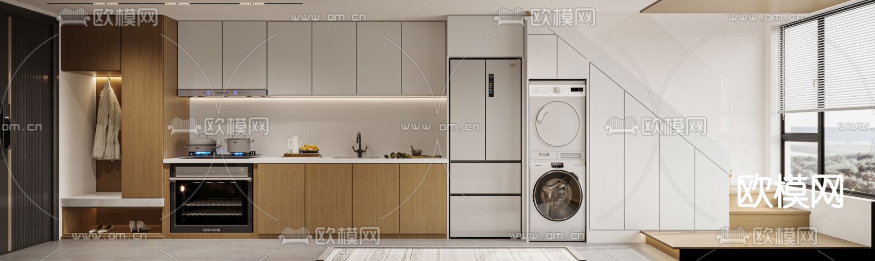 现代橱柜3d模型下载