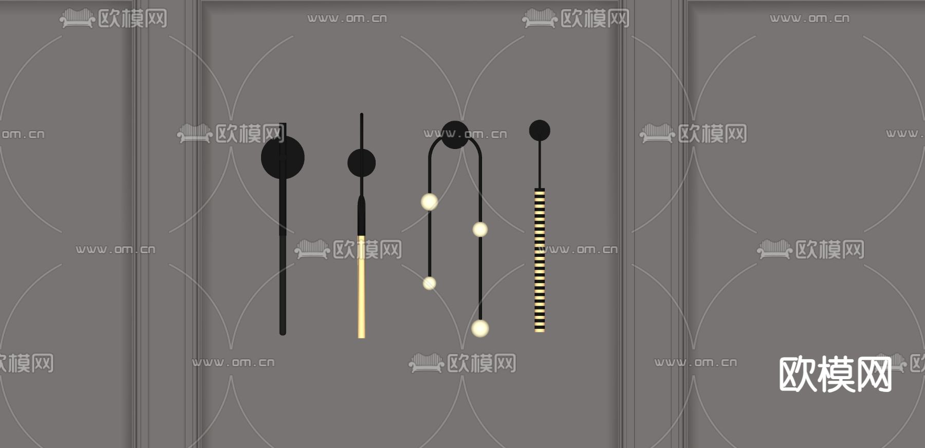 现代壁灯su模型下载（渲染图2）