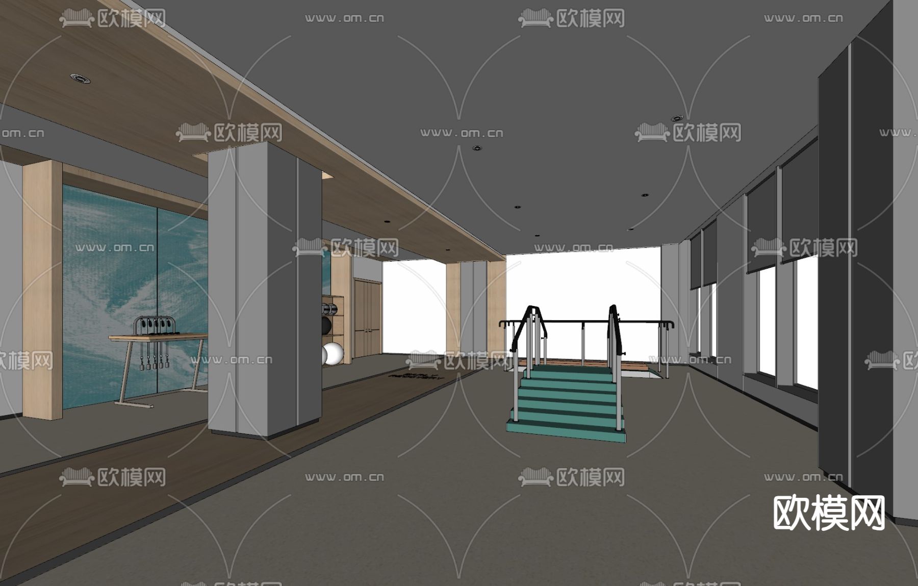 医院 养老康复活动室su模型下载（渲染图1）