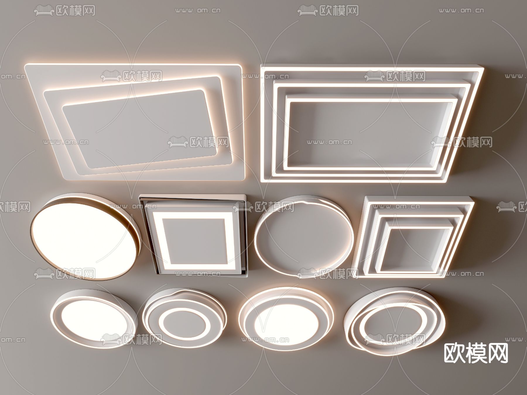 现代吸顶灯 卧室灯su模型下载（渲染图1）