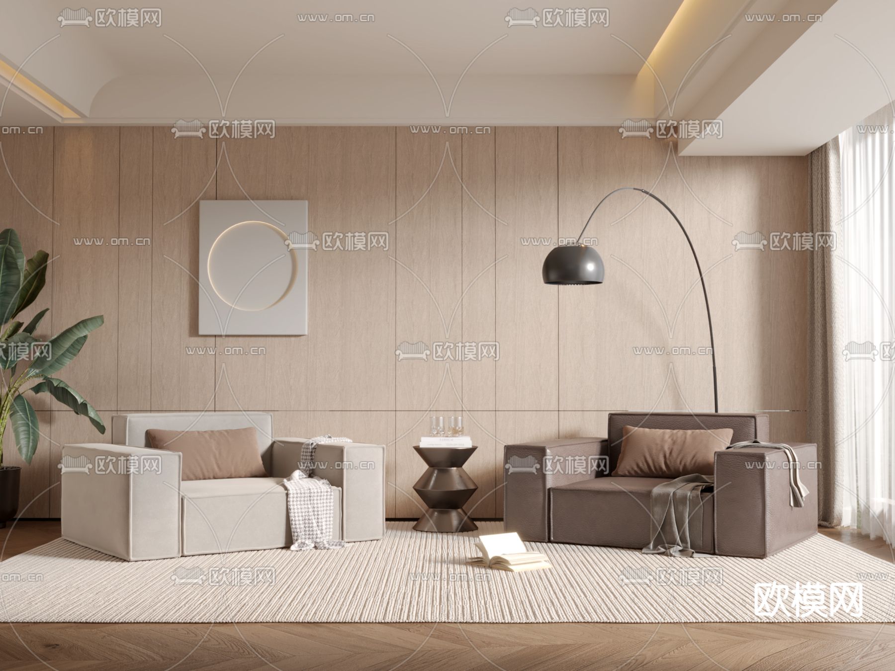 侘寂单人沙发 接待沙发3d模型下载