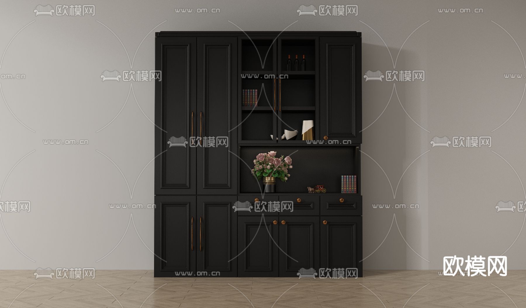 美式装饰柜 玄关柜su模型下载（渲染图1）