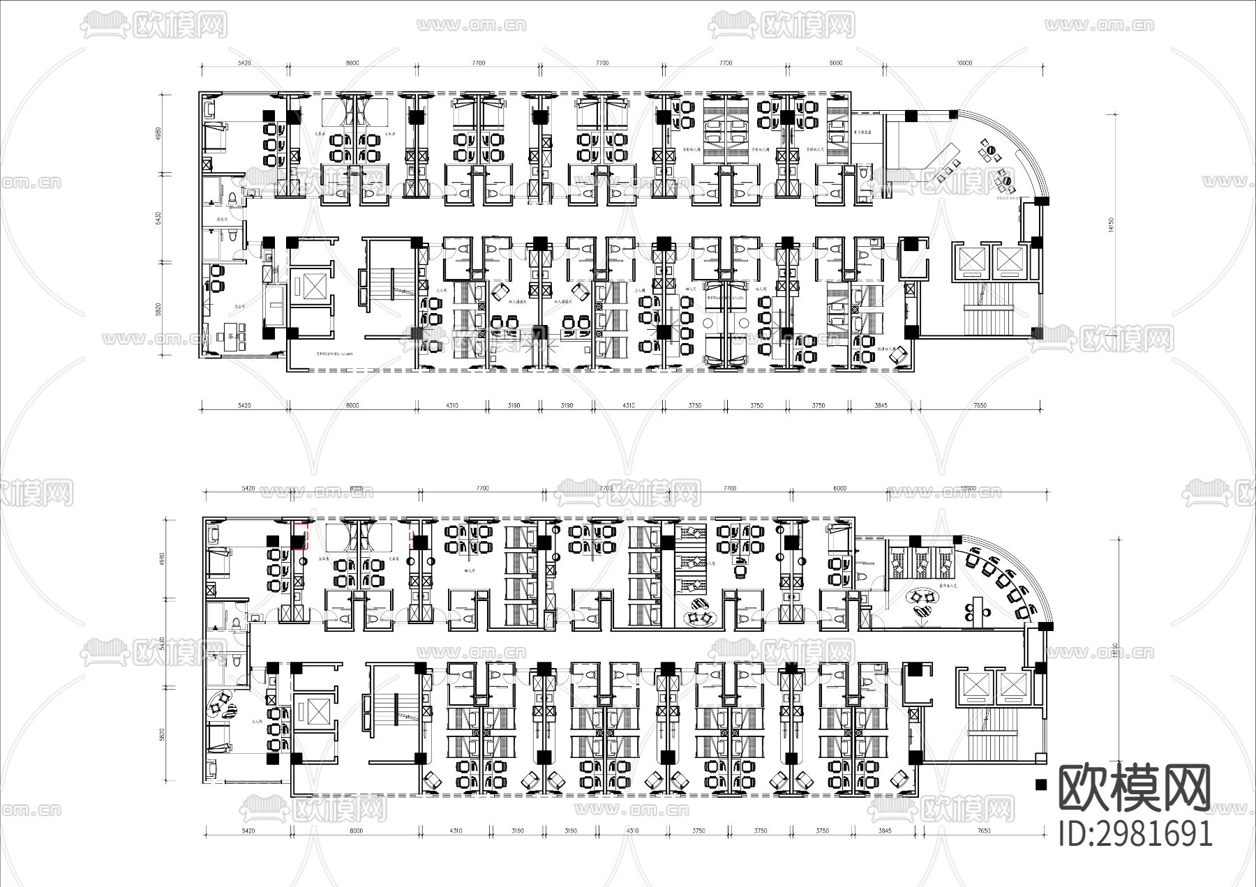 电竞酒店套房cad平面图下载