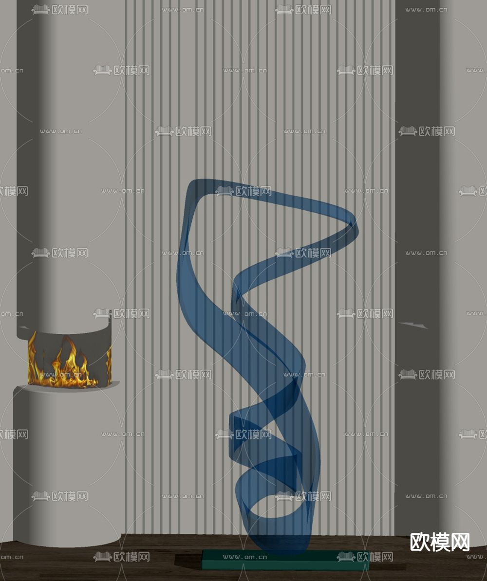 现代雕塑摆件su模型下载（渲染图1）