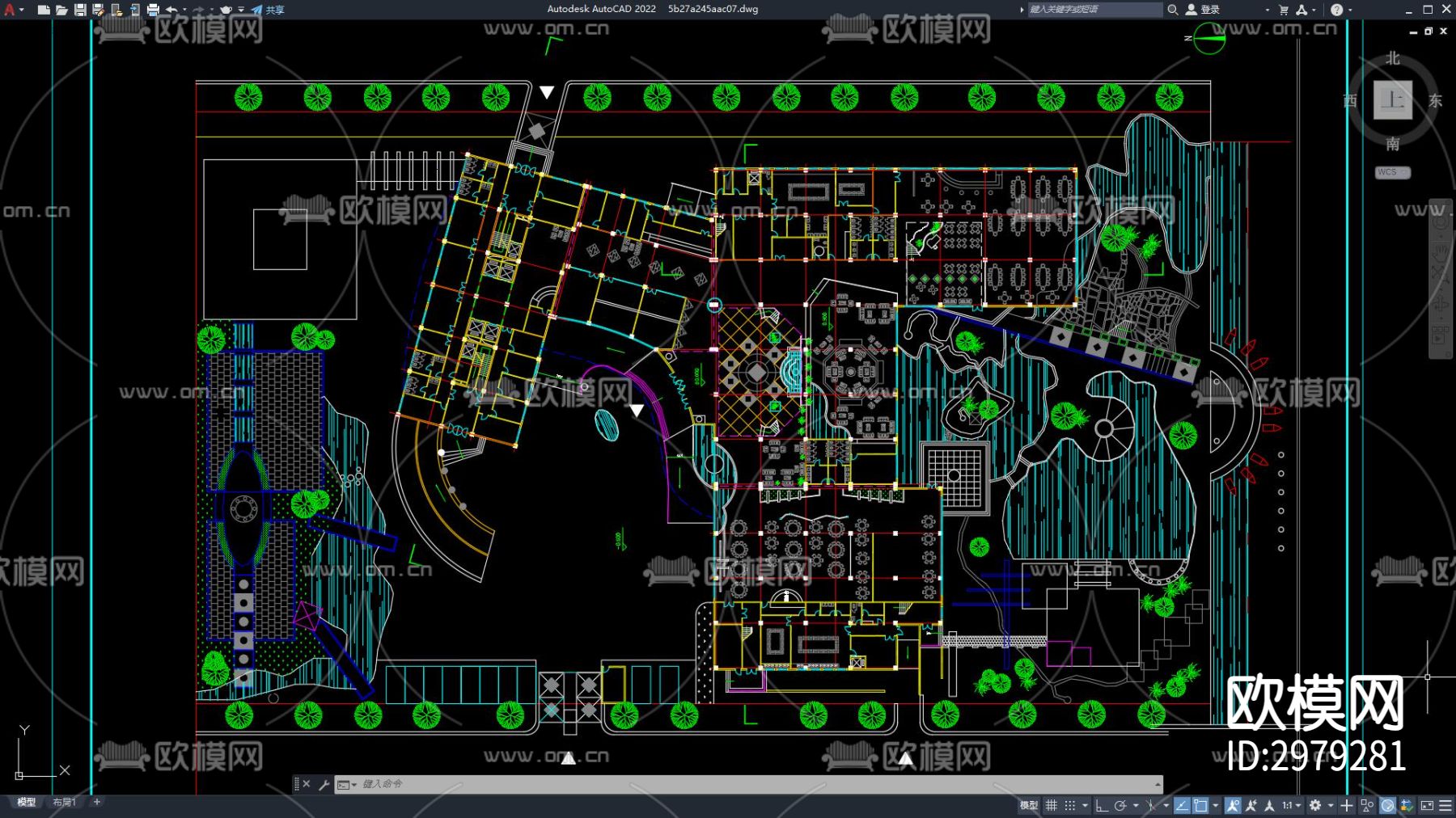酒店建筑 高层宾馆 写字楼 商业大厦 商业建筑cad施工图下载（渲染图3）