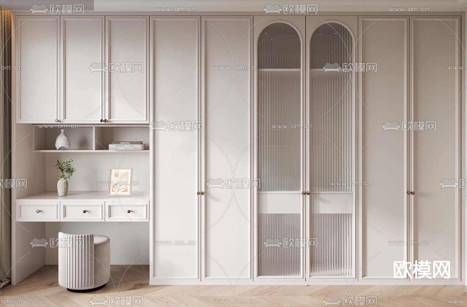法式衣柜 衣橱su模型下载（渲染图1）