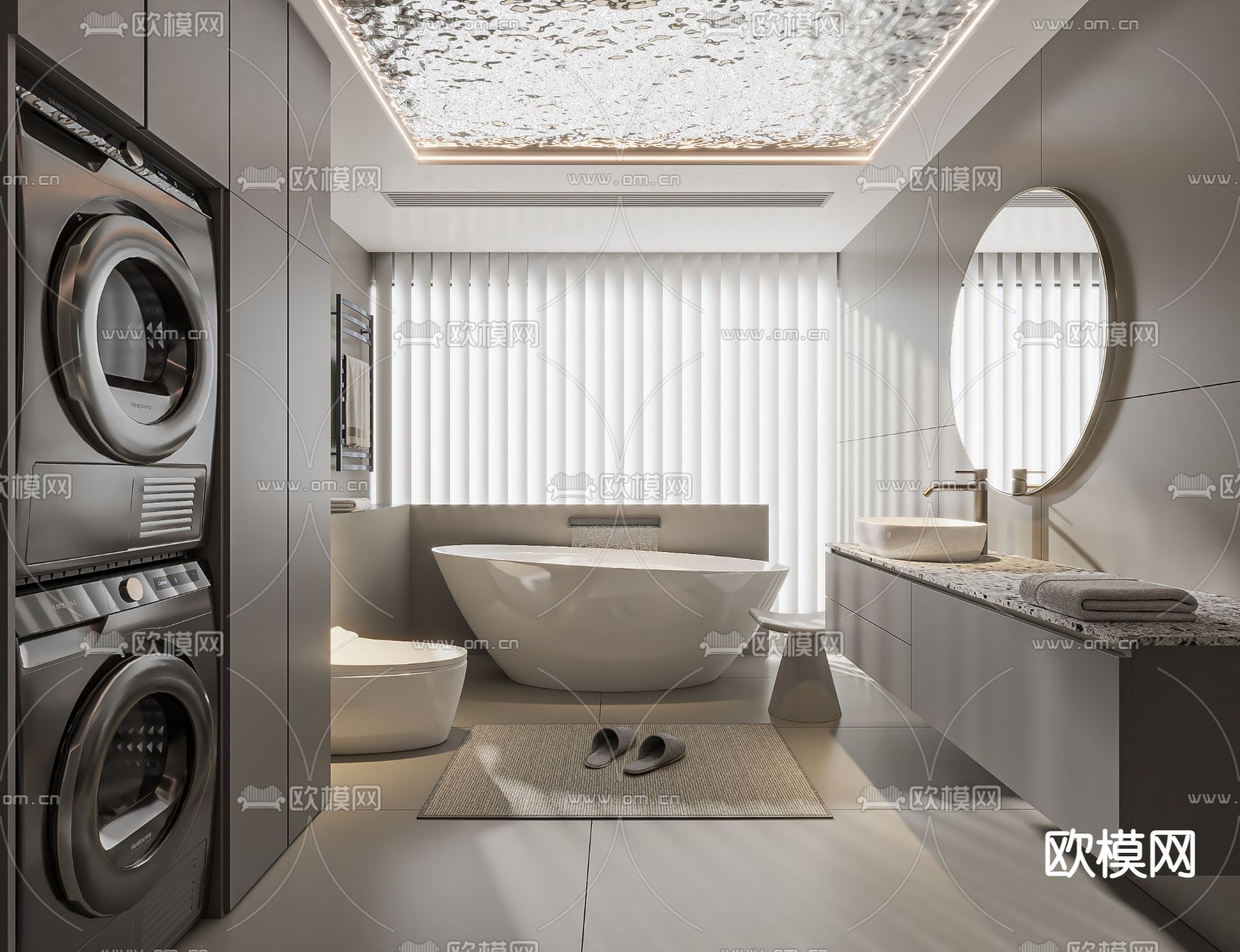现代卫生间 浴室 洗手间su模型下载（渲染图1）