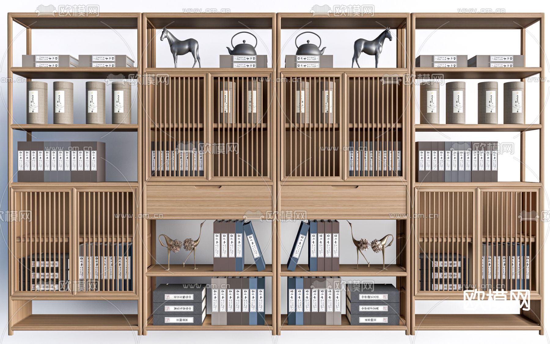 博古架 置物架 书架su模型下载（渲染图1）