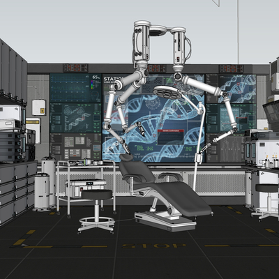  现代牙科诊所su模型 