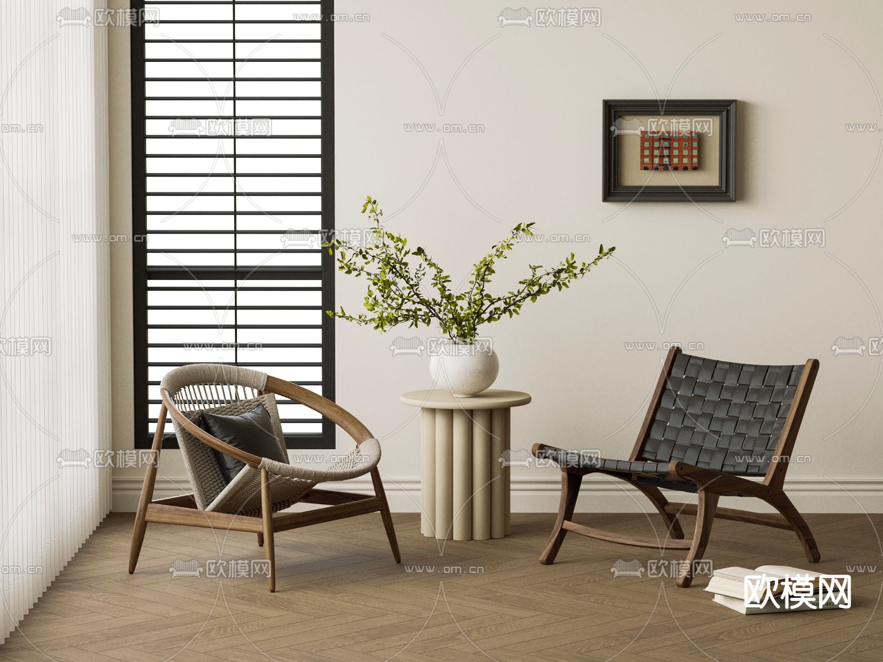 侘寂椅子 休闲椅3d模型下载