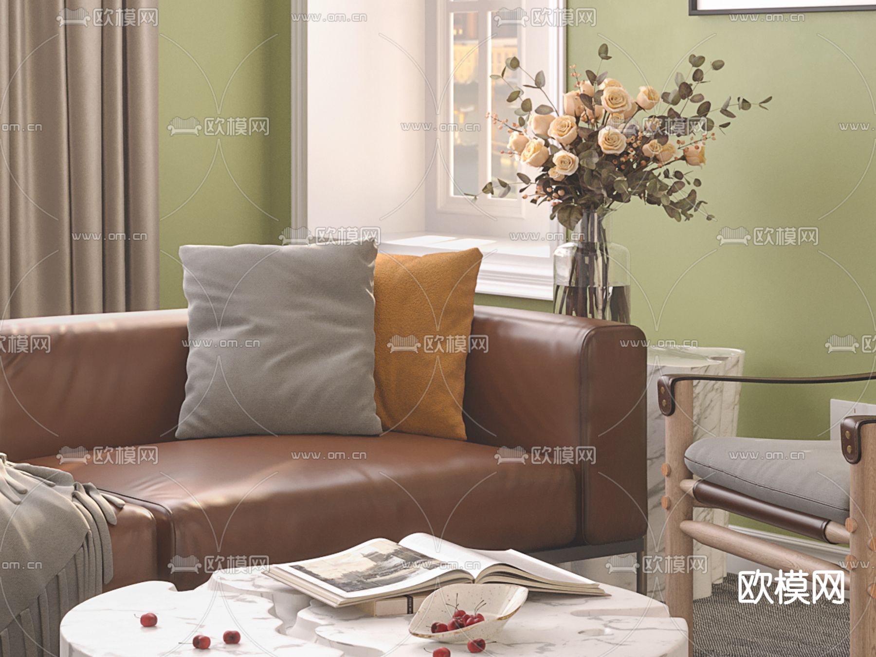 欧式复古客厅3d模型下载（渲染图3）