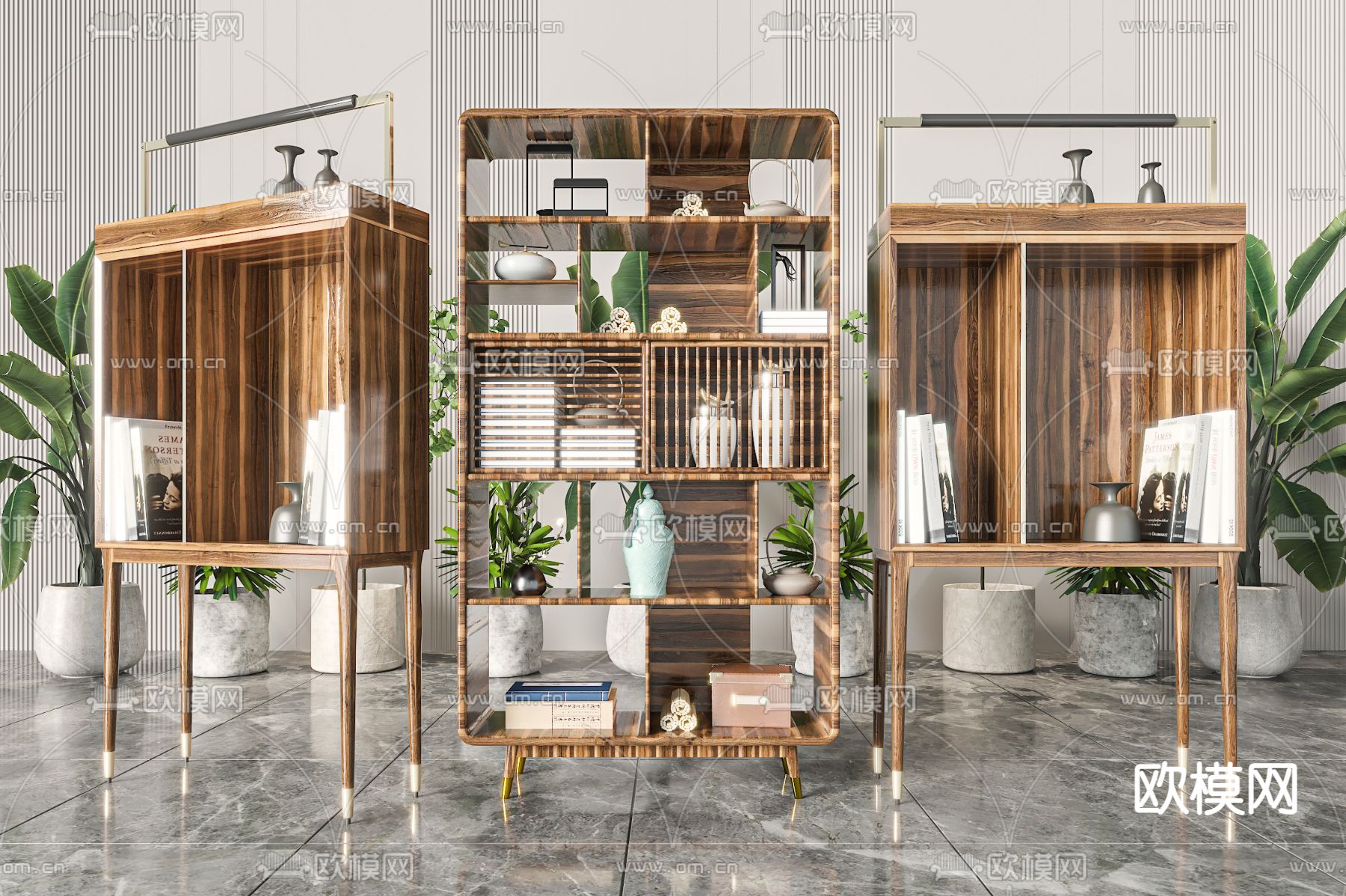 博古架 置物架 书柜3d模型下载