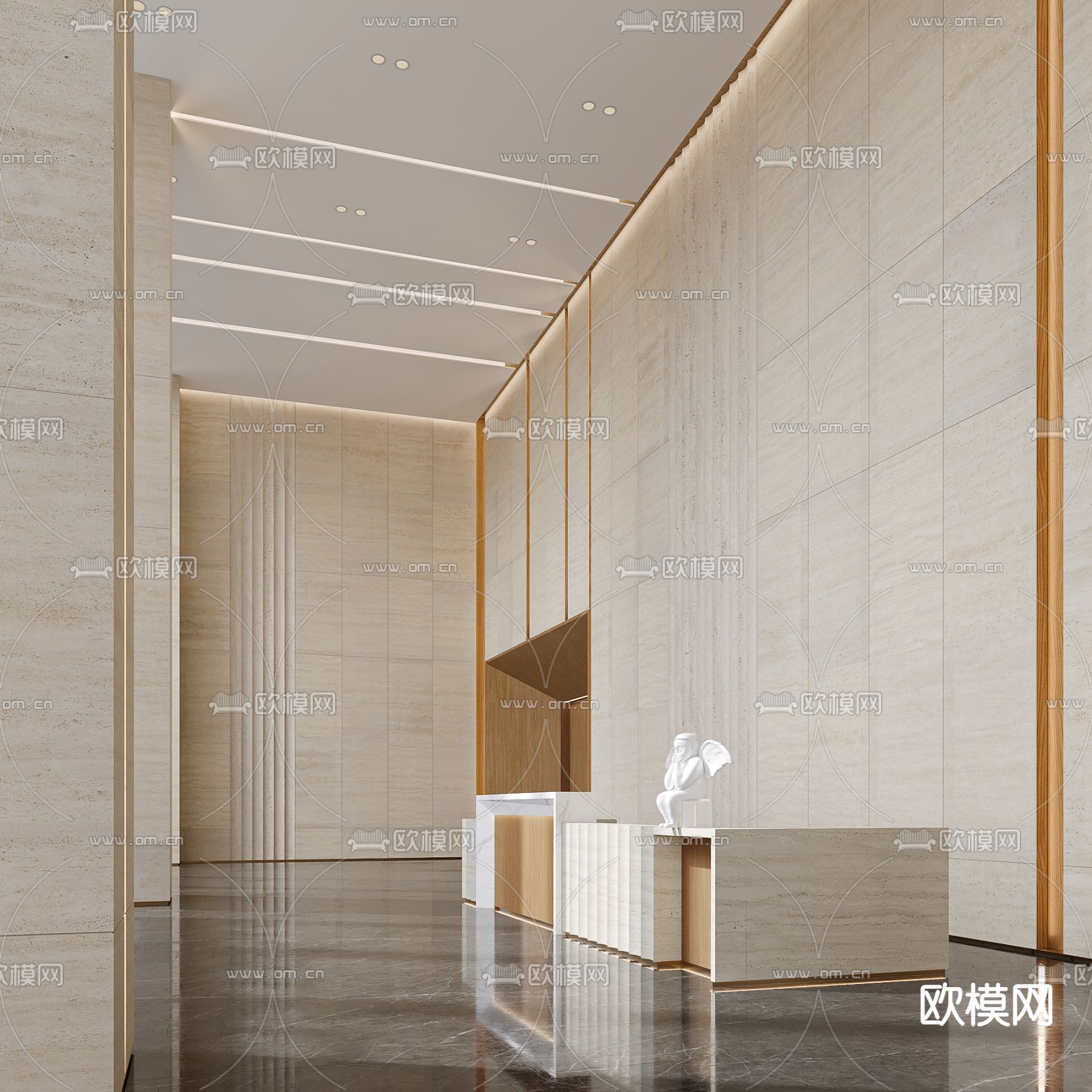 办公室大堂 写字楼3d模型下载（渲染图2）