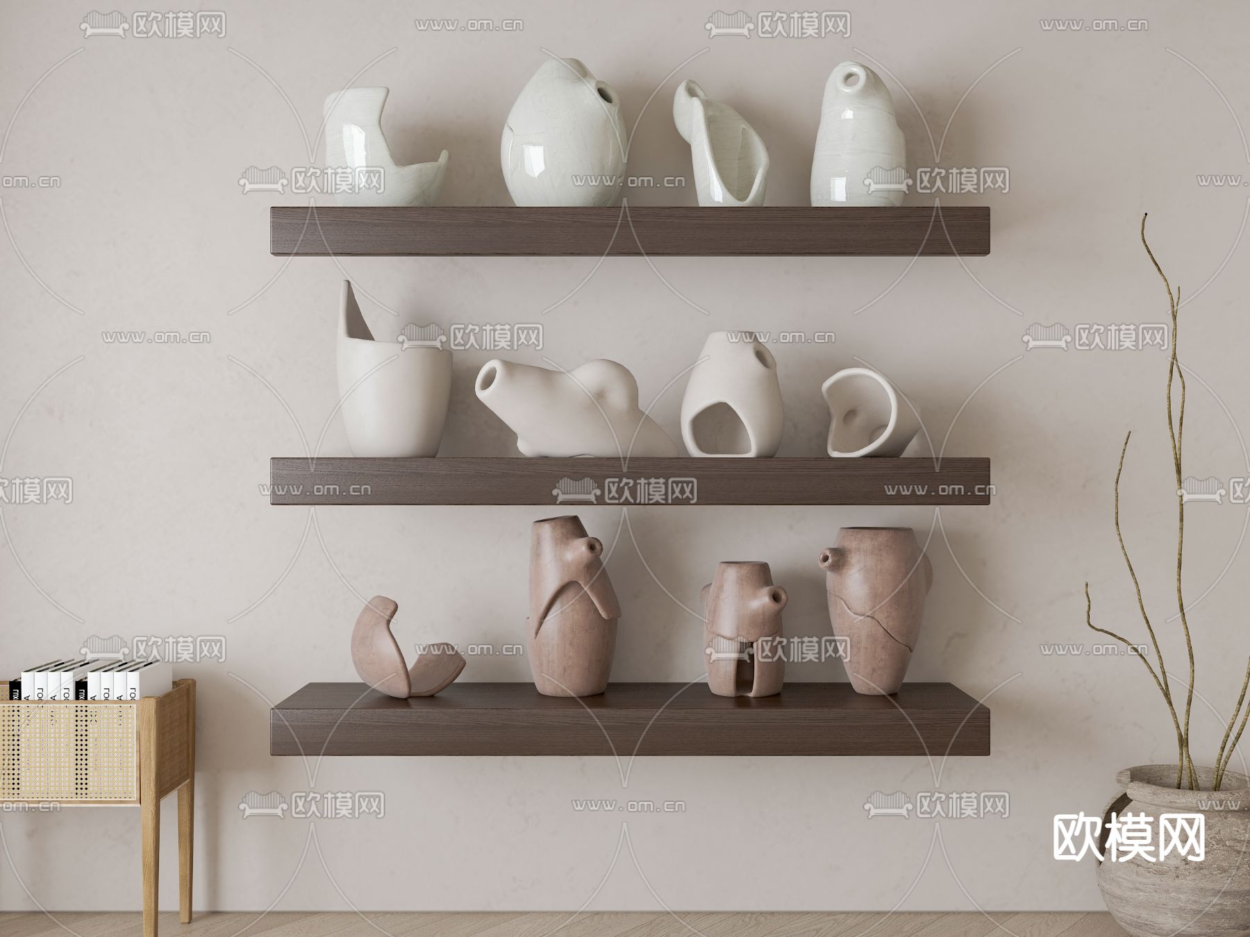 侘寂风陶罐摆件su模型下载（渲染图2）