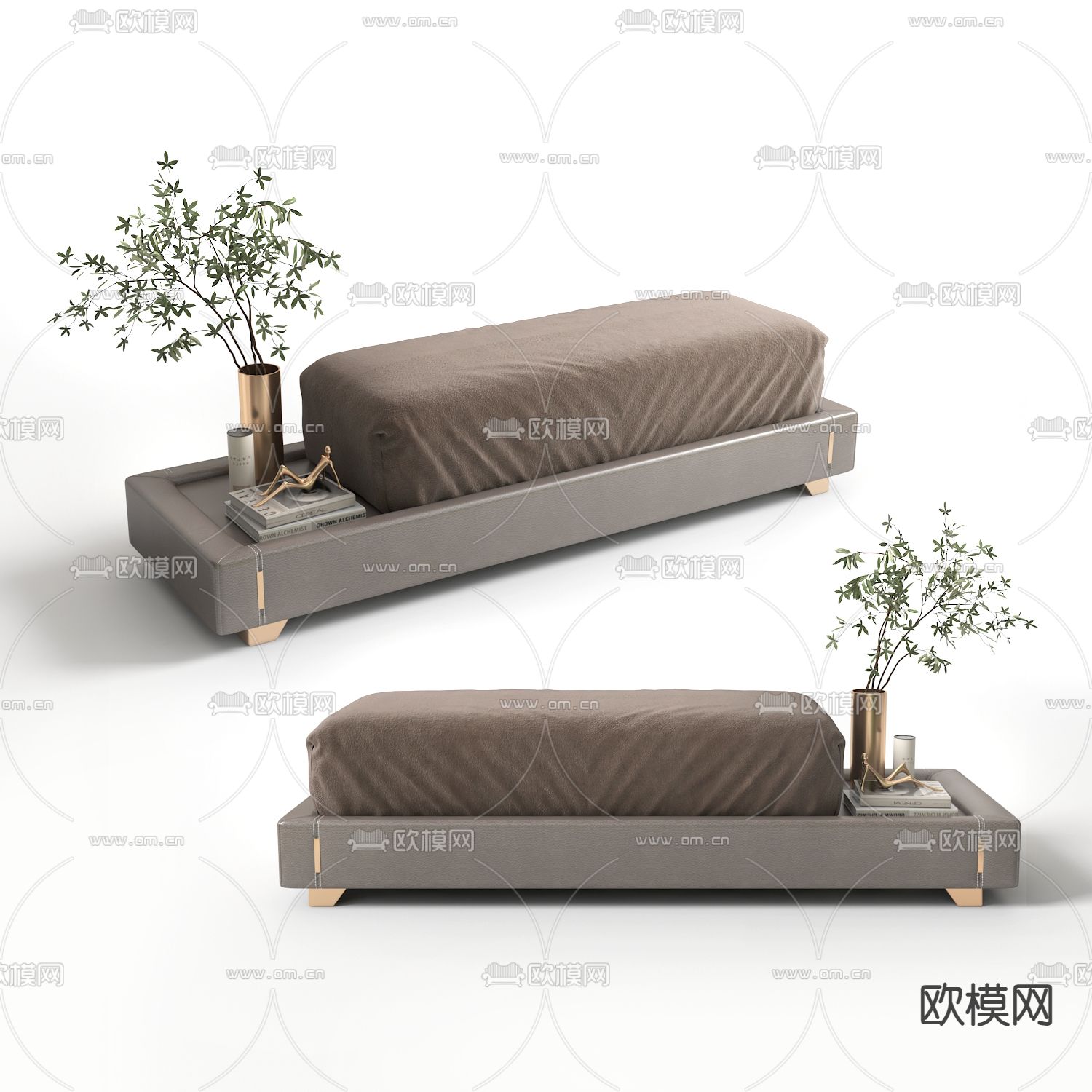 现代床尾凳 脚踏3d模型下载