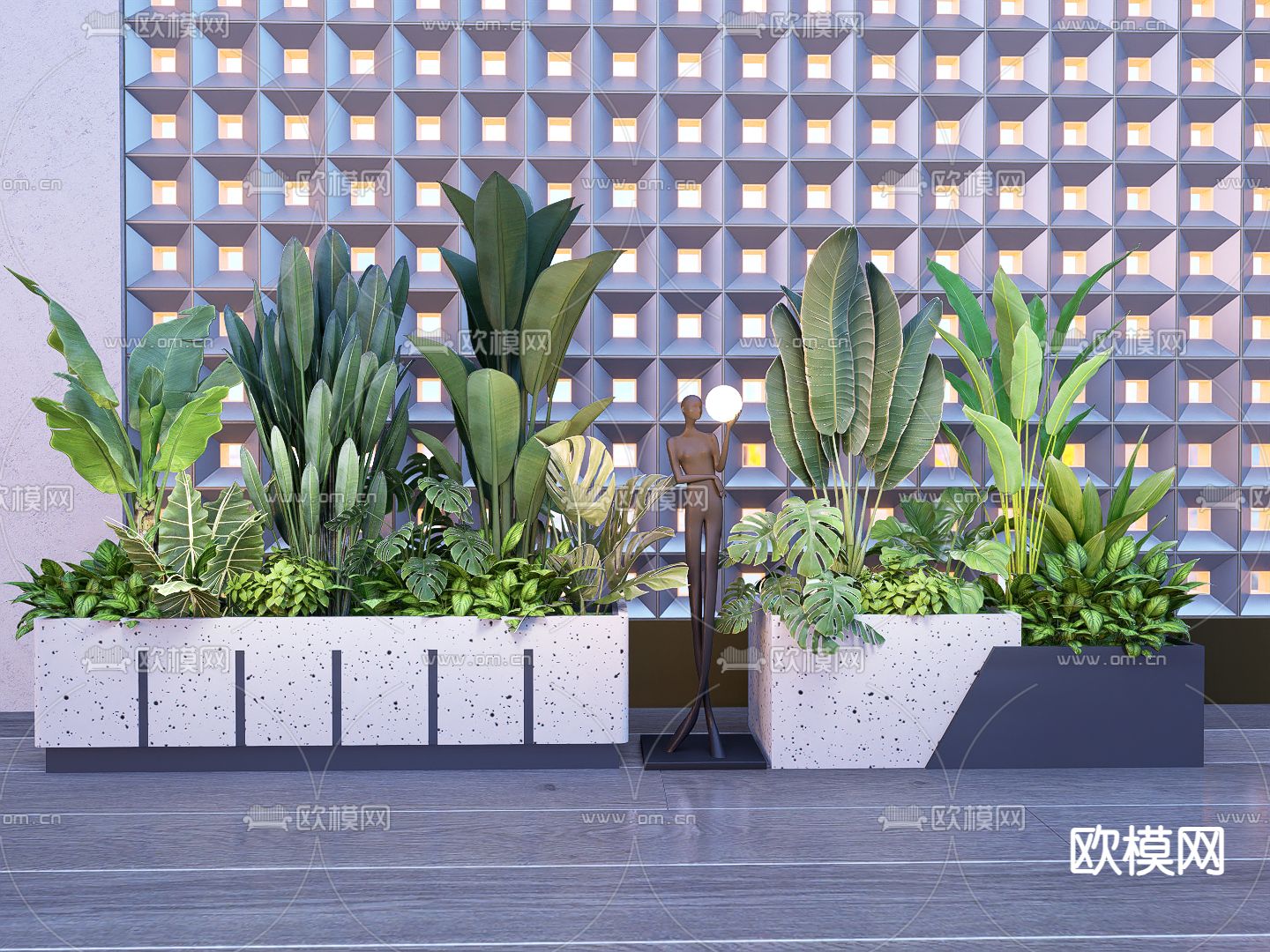 植物堆 花池花坛su模型下载（渲染图2）