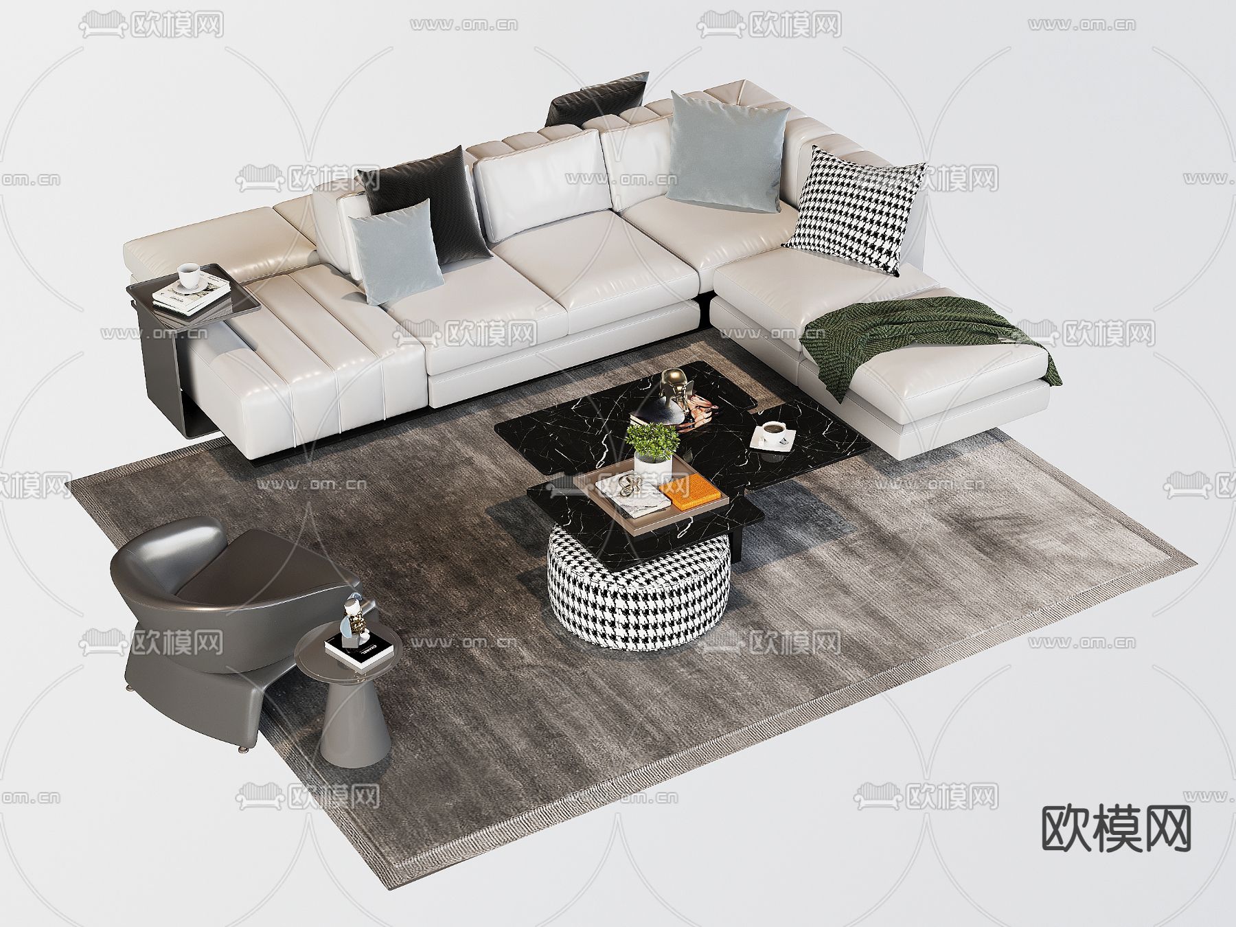 现代组合沙发3d模型下载
