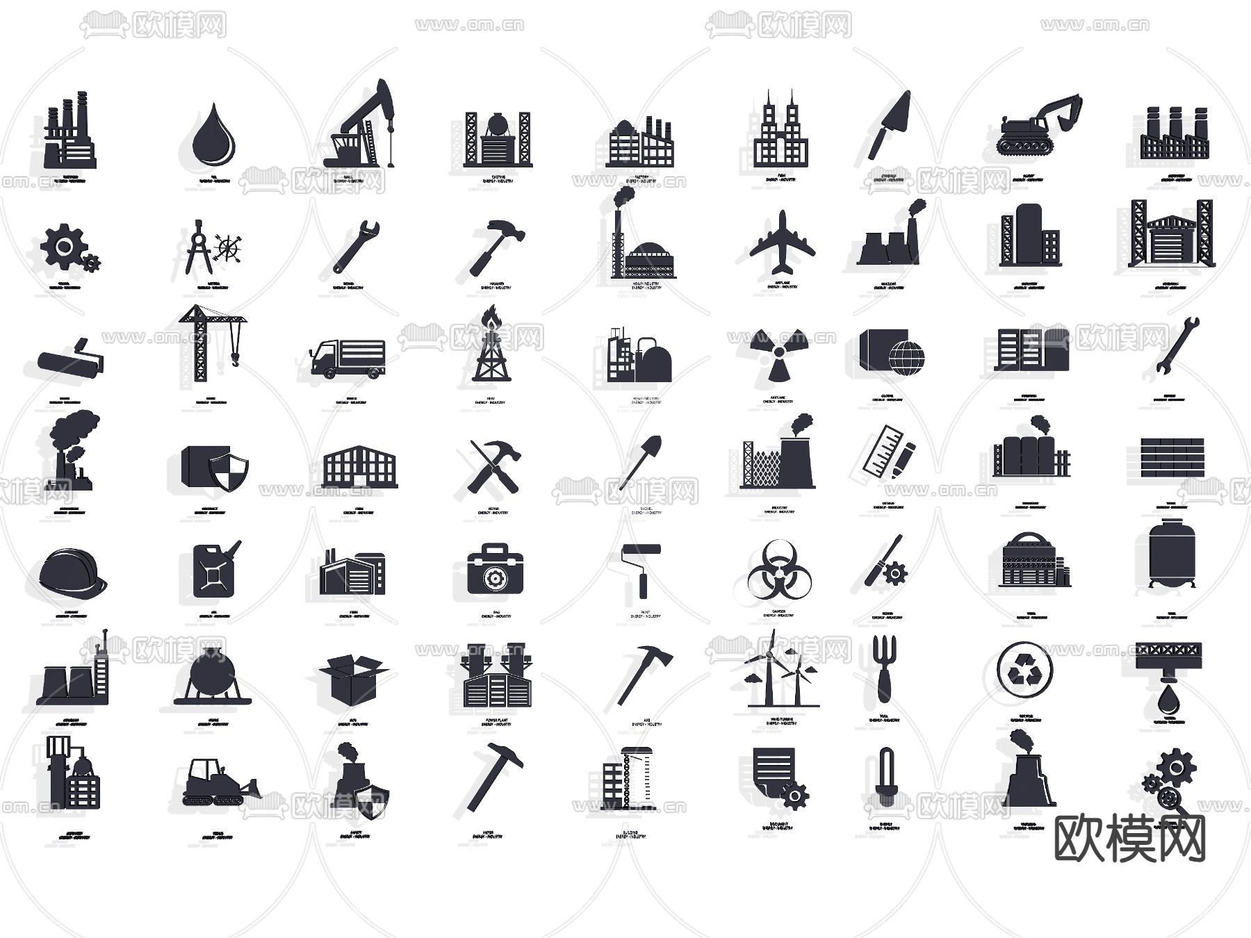 工业标识图标 工具图标 剪影su模型下载（渲染图2）