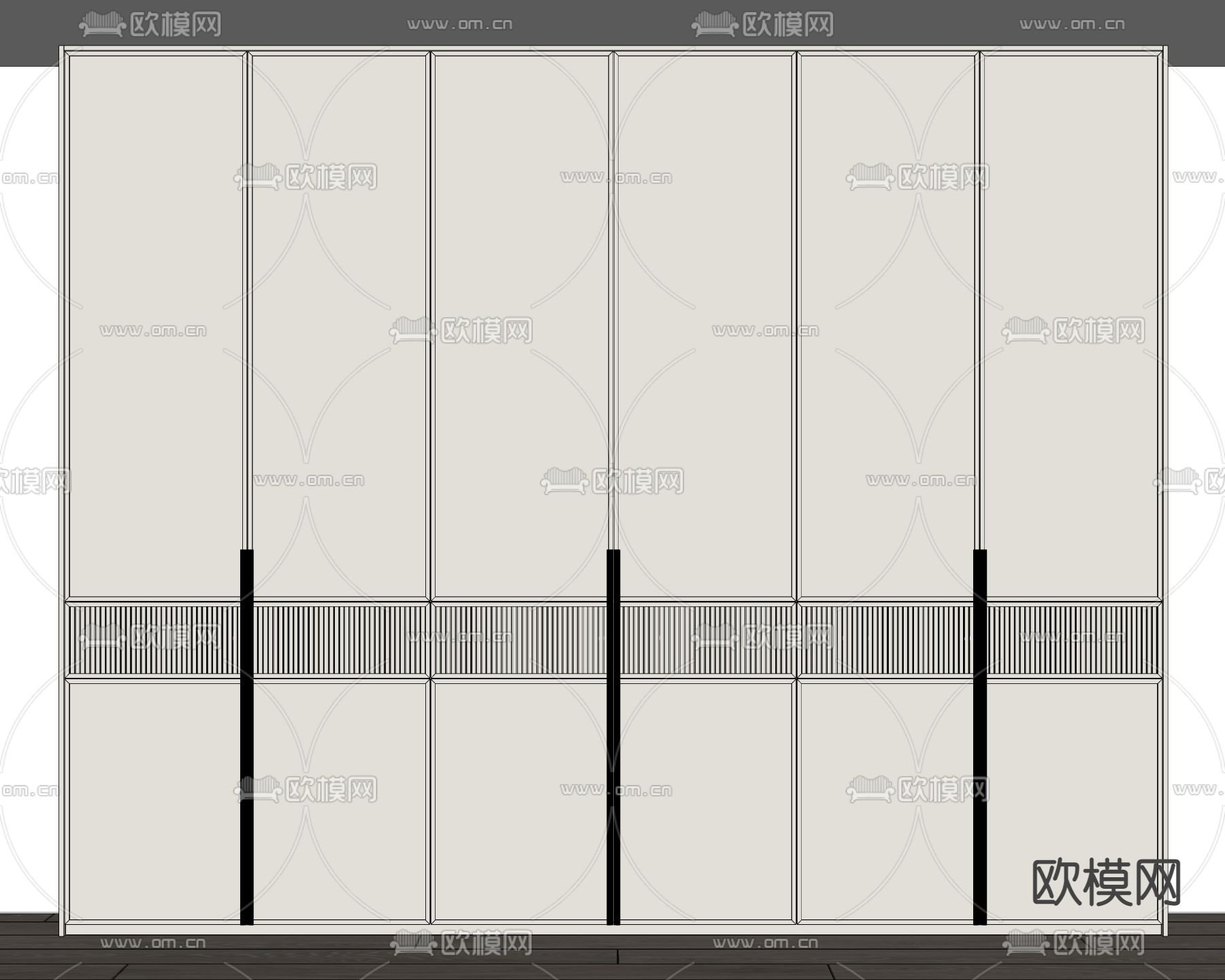 现代衣柜su模型下载（渲染图1）