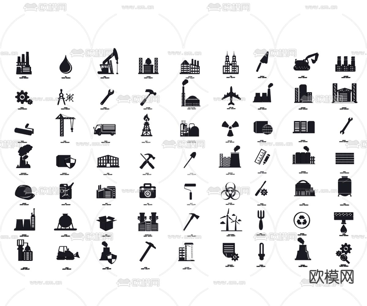 工业标识图标 工具图标 剪影su模型下载（渲染图1）