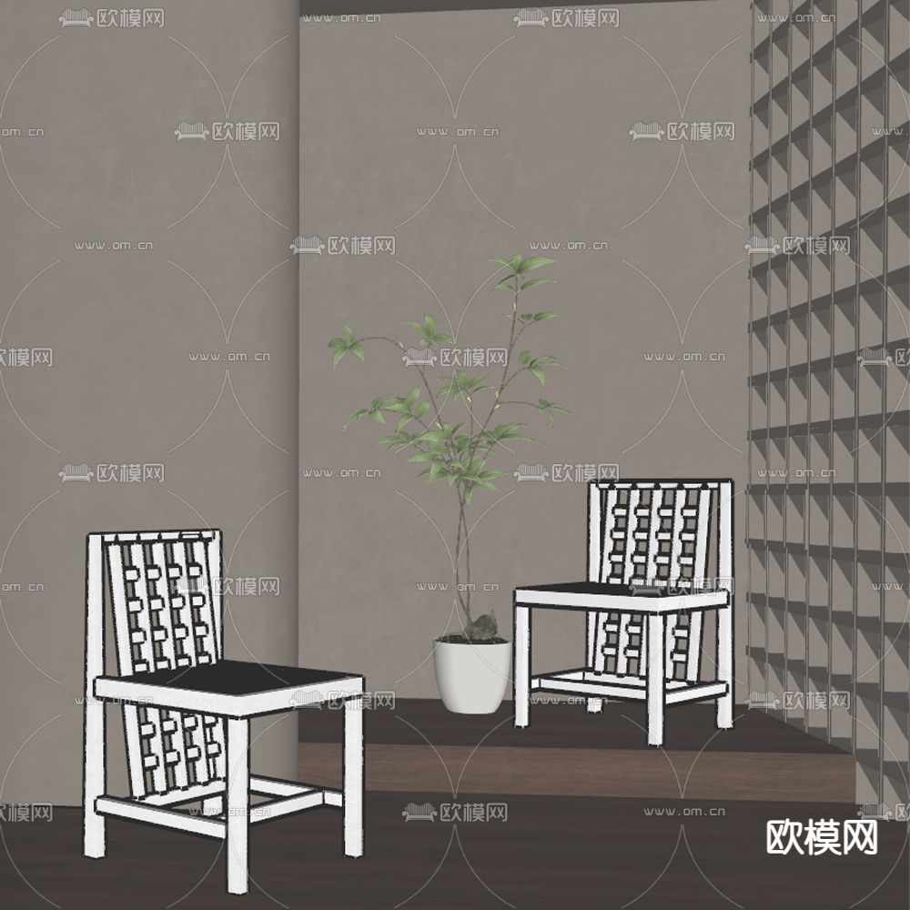 法式椅子 餐椅su模型下载（渲染图1）