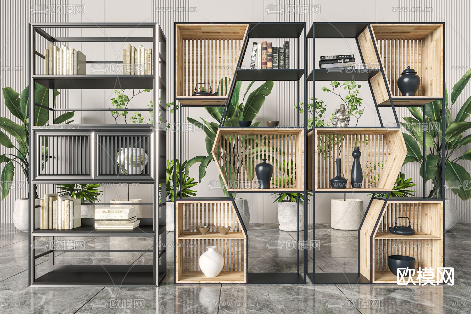 博古架 茶柜 书架3d模型下载