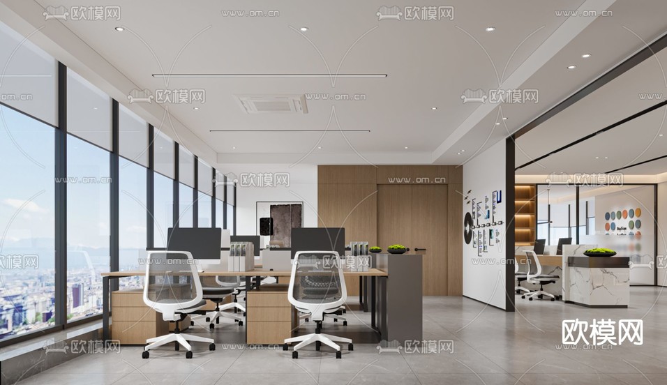 现代办公室前台3d模型下载(渲染图2)