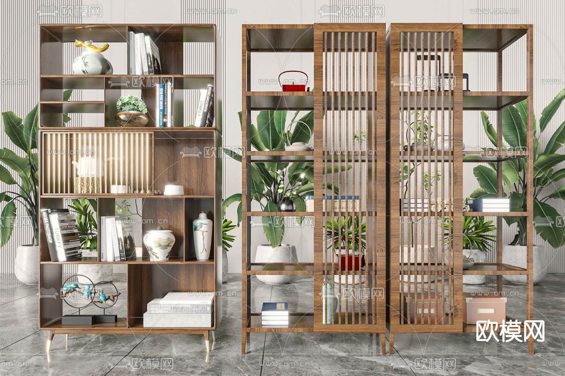 博古架 置物架 书柜3d模型下载