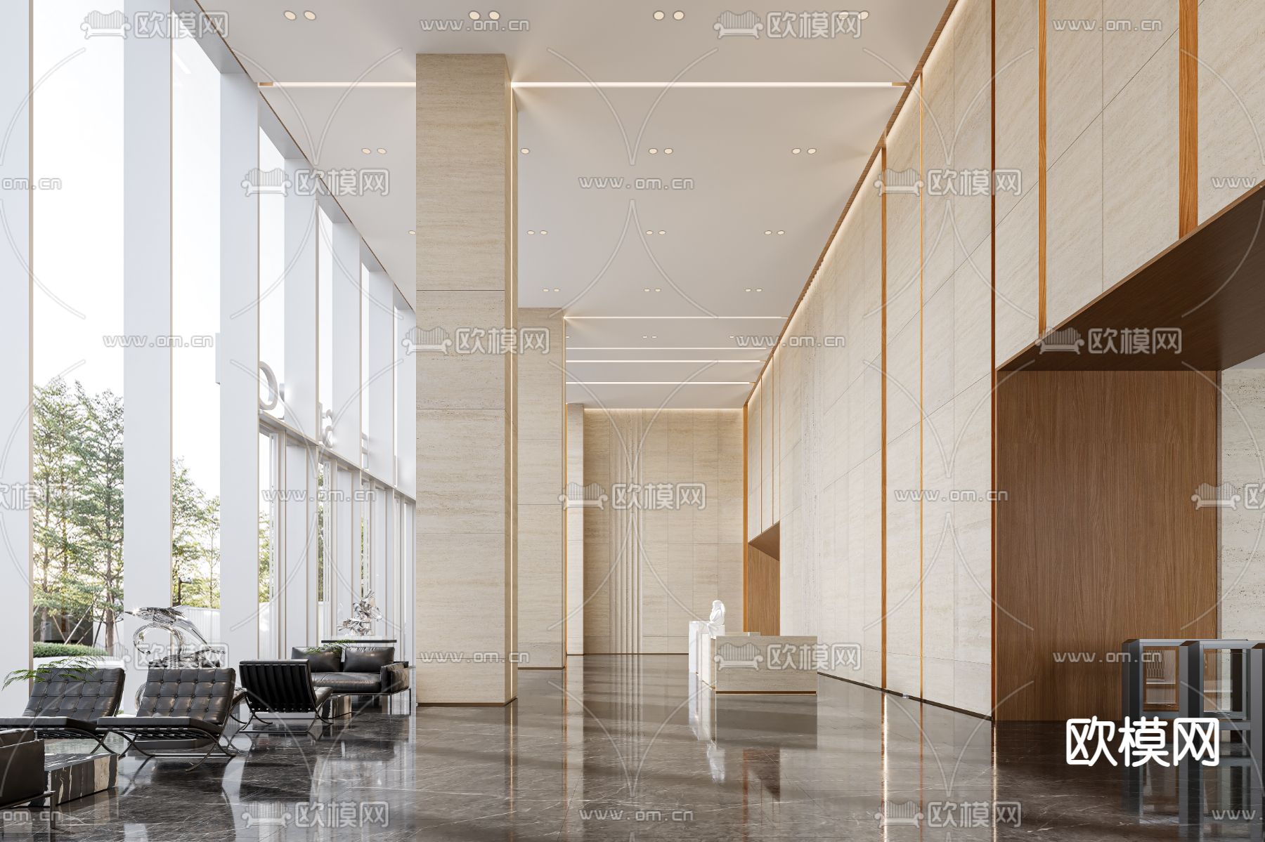 办公室大堂 写字楼3d模型下载（渲染图1）