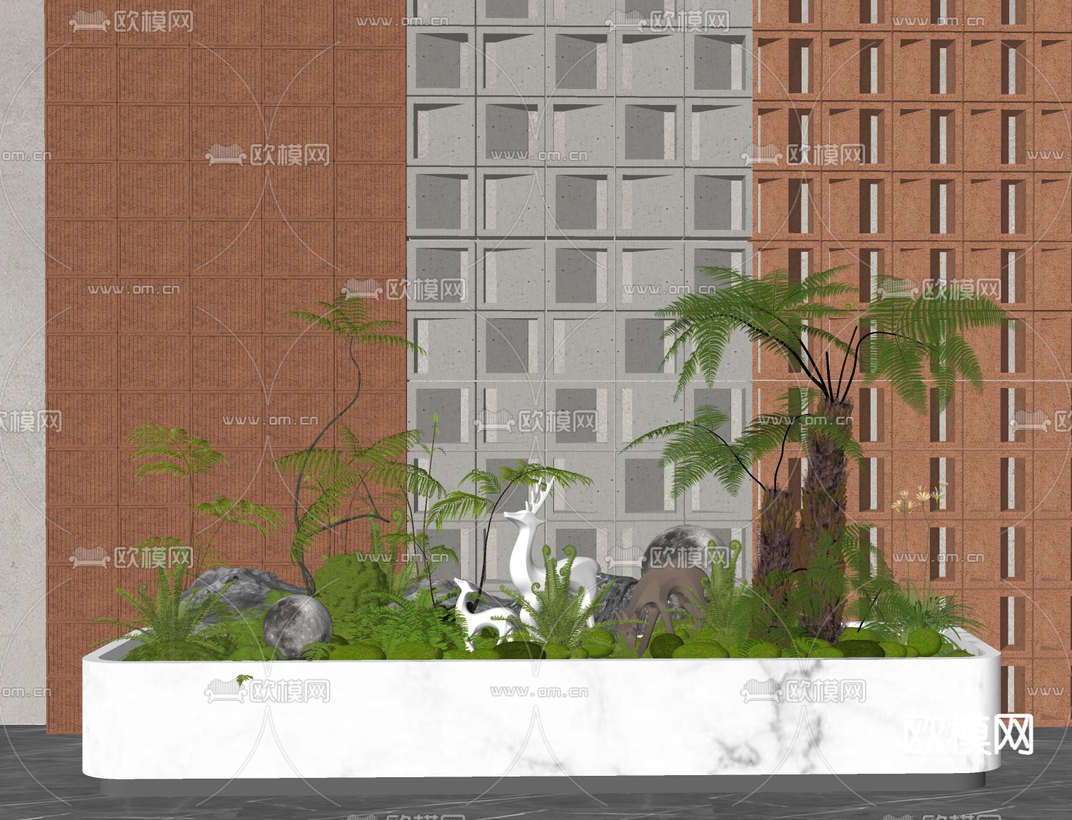 植物堆 花池花坛su模型下载（渲染图1）