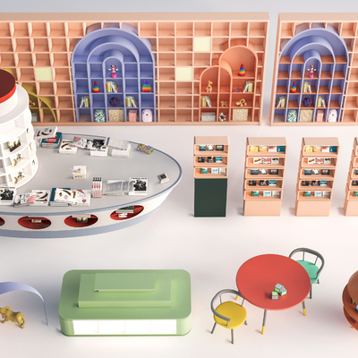  现代儿童书柜su模型 