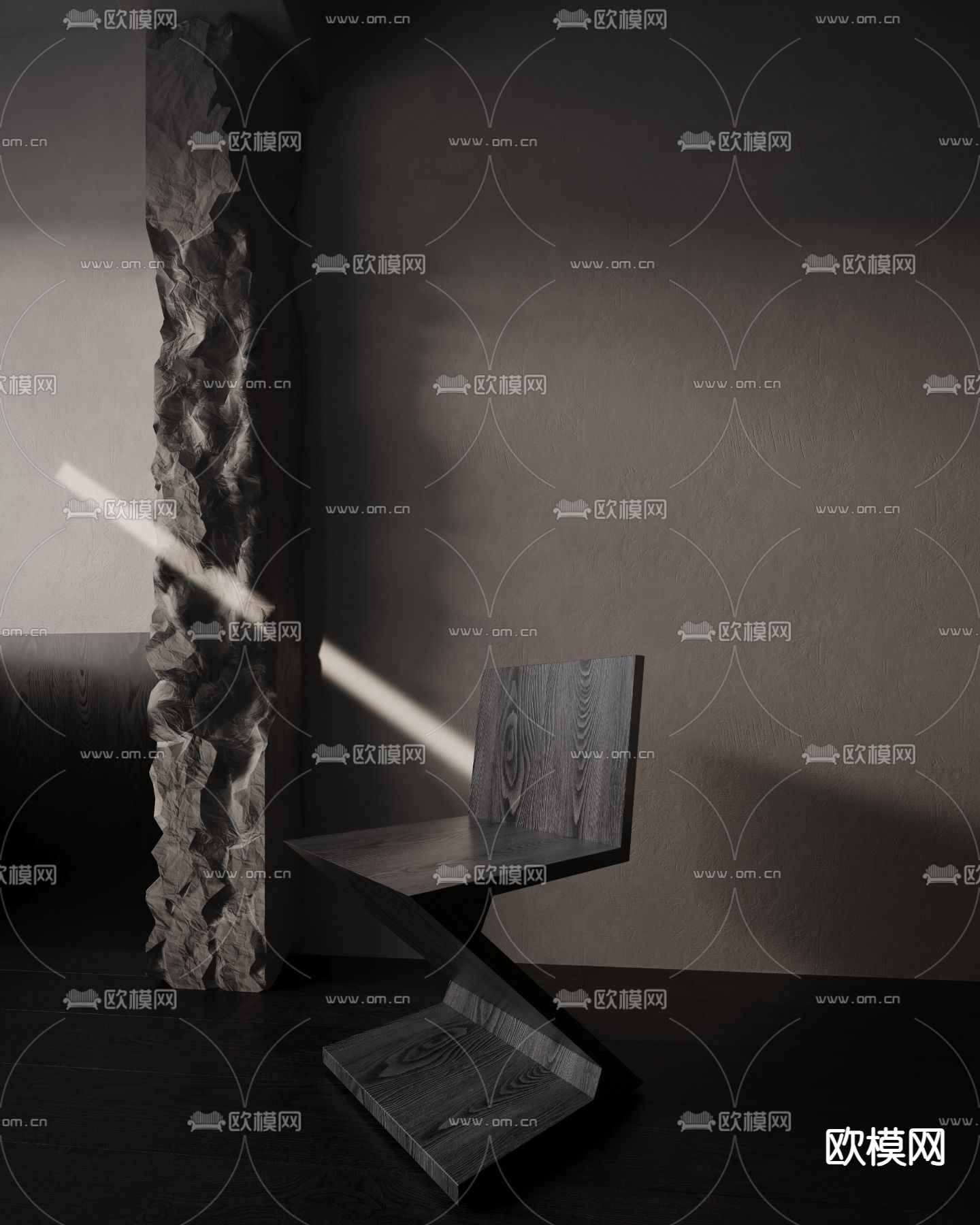 暗黑风办公室 公共办公区 工位3d模型下载（渲染图8）