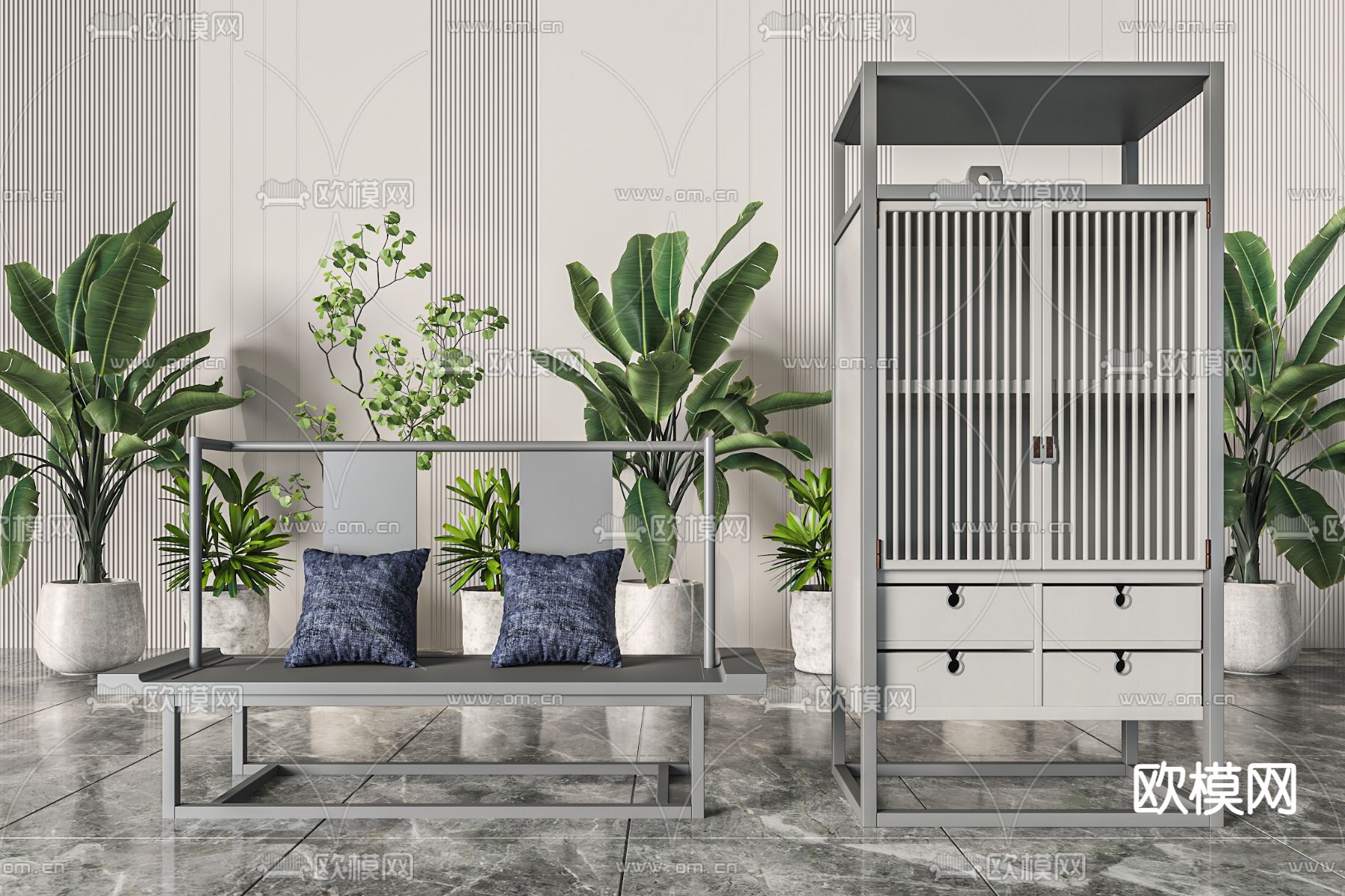 博古架 双人沙发 3d模型下载