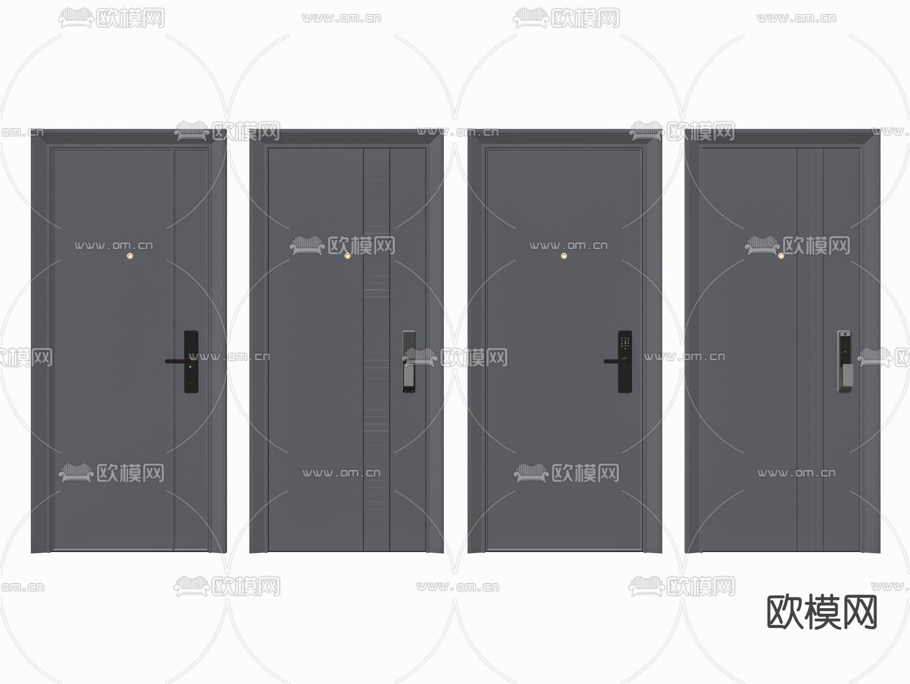 现代防盗门su模型下载（渲染图1）