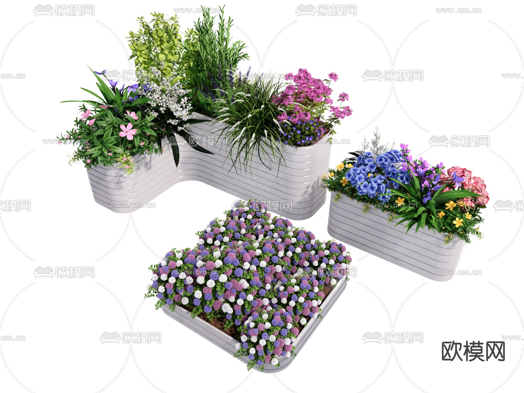 花箱 花槽 华灿 植物堆su模型下载（渲染图2）