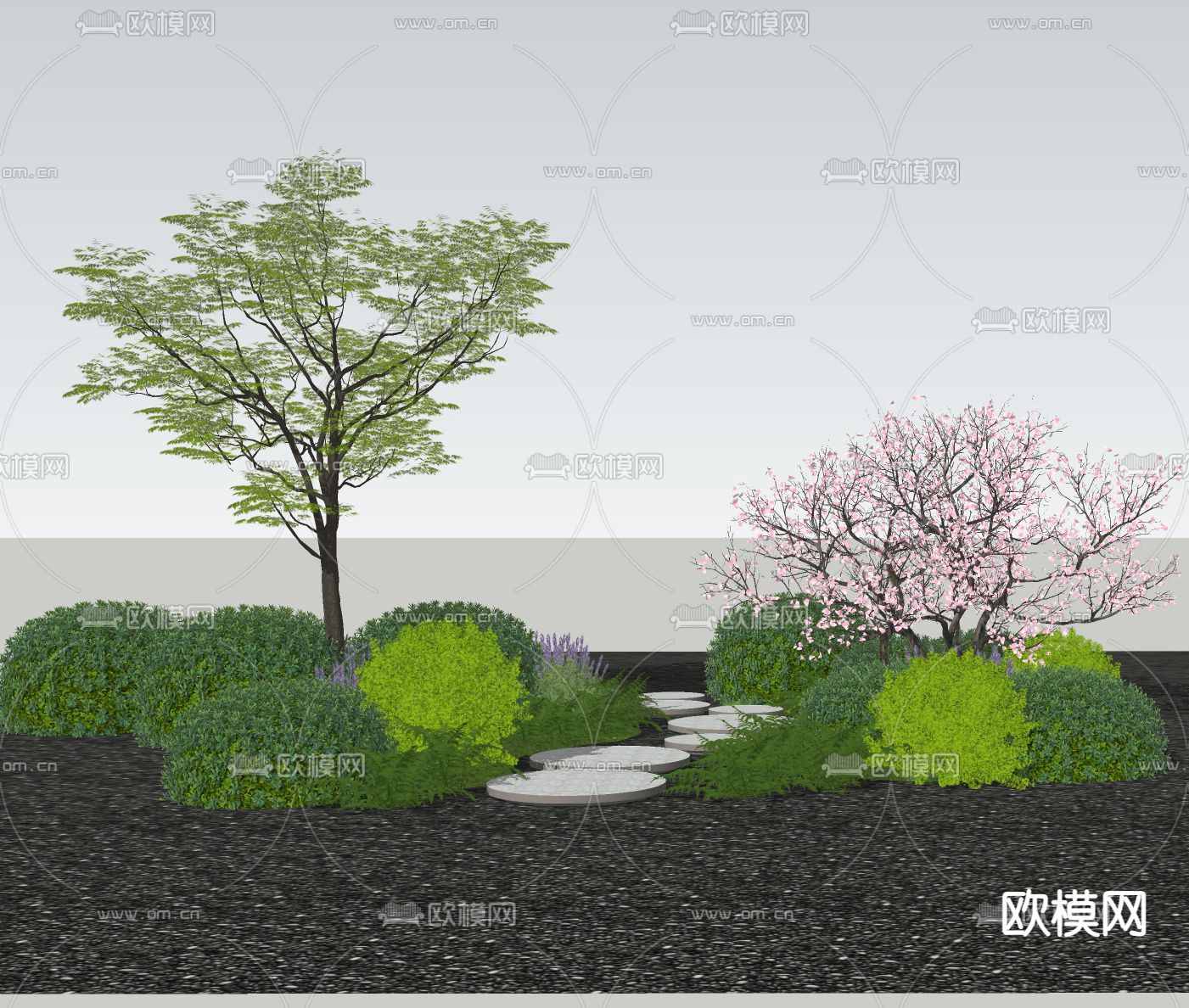 植物花境 植物堆su模型下载（渲染图1）